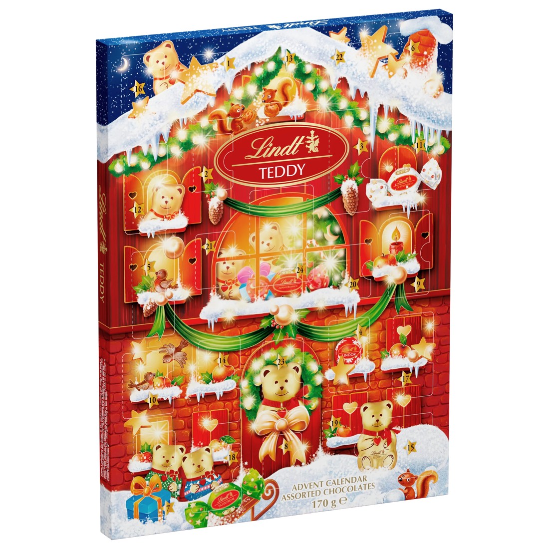 1 Lindt Teddy Advent Calendar Assorted Chocolates 170g, 1 of 8