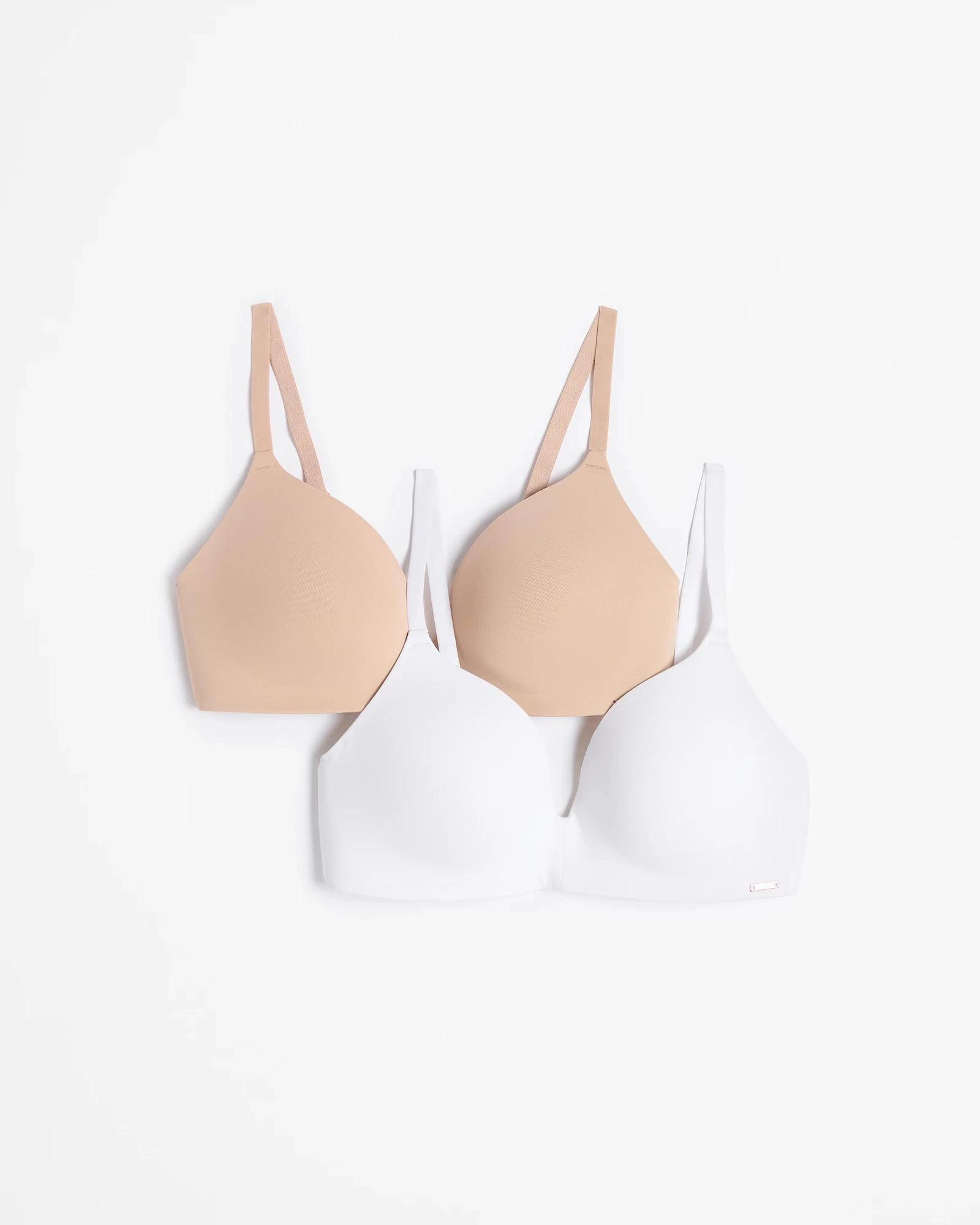 1 Target Woman 2 Pack Wirefree T-Shirt Bras LATTE/WHITE, 1 of 4