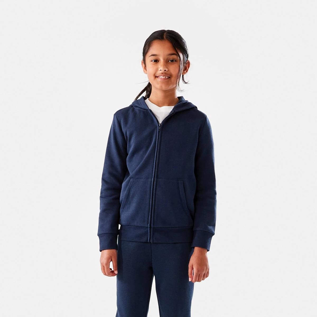 2 Basic Zip Through Hoodie Dress Blue, 2 of 10