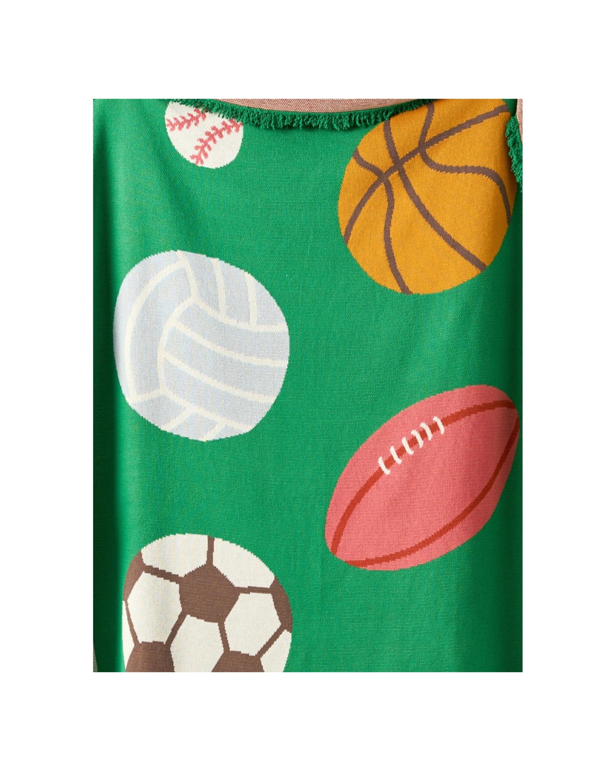 1 Linen House Kids Have A Ball Blanket Soft Knitted Cotton Comfort Throw Blanket 120x140cm - Green, 1 of 2