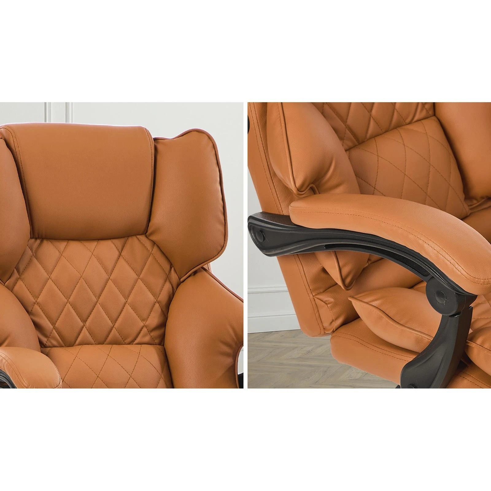 4 Oikiture Massage Office Chair Computer Racer PU Leather Seat Recliner - Brown, 4 of 7