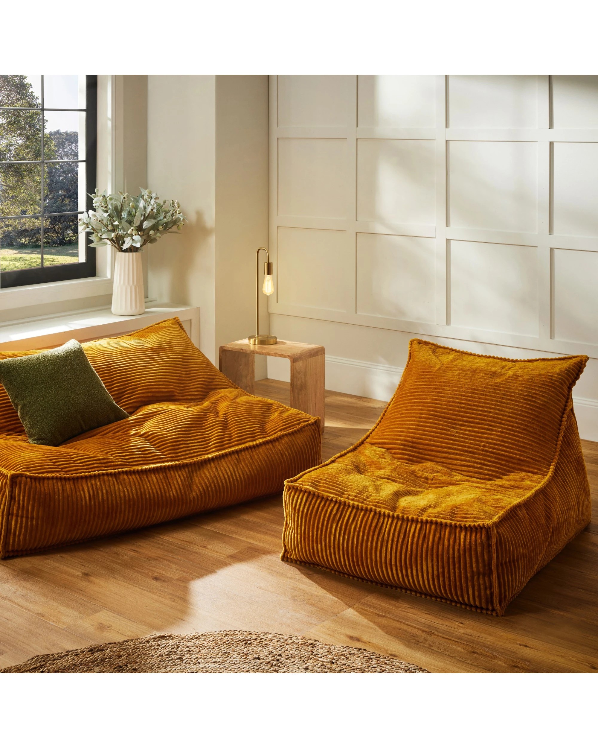 7 Cadence & Co. Wilde Ribbed Luxe Fleece Bean Bag Lounge Cover - Mustard, 7 of 7