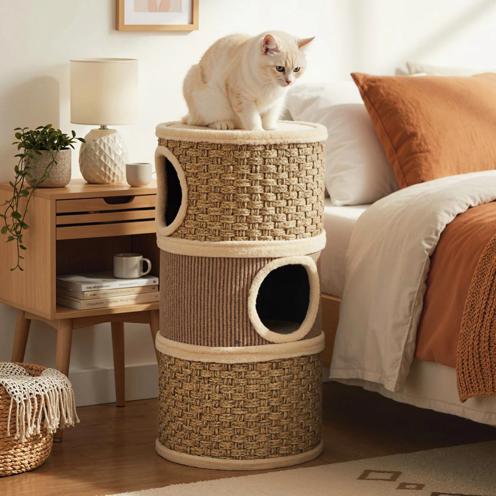 3 Costway 3-Story Cat Condo 70cm Cat Hideaway w/Sisal Scratching Pad, 3 of 6