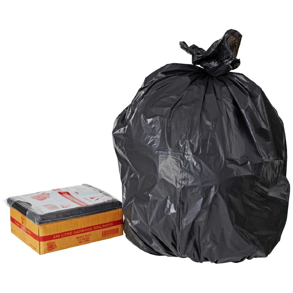 1 Tailored Packaging Heavy Duty Bin Liners 240L 100 Pack Black, 1 of 2