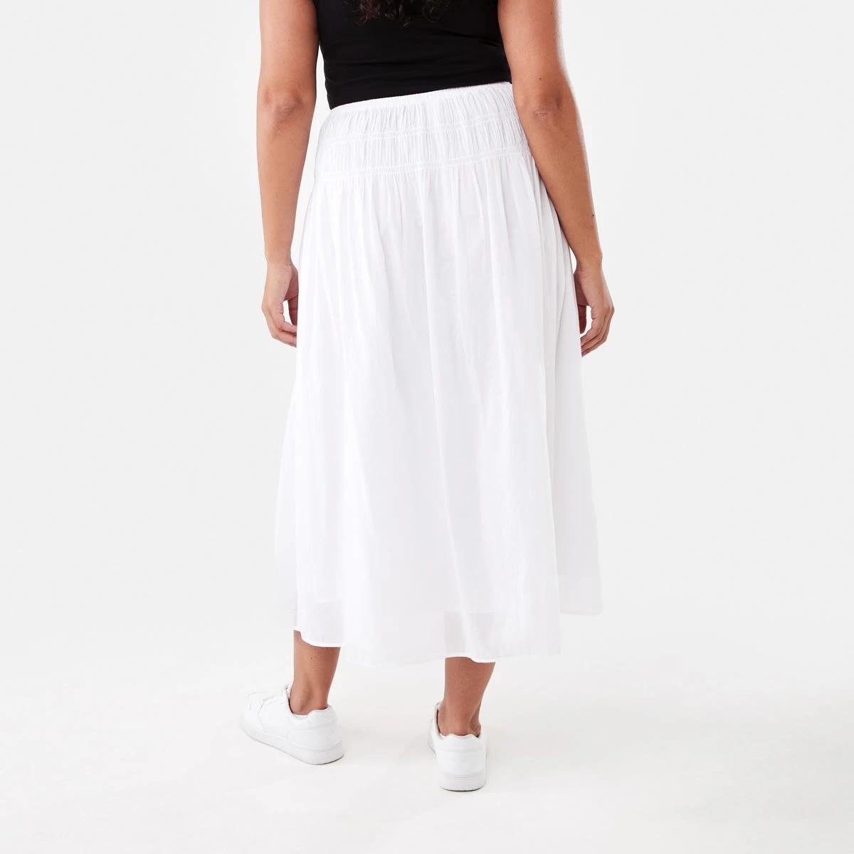 3 Shirred A-Line Maxi Skirt White, 3 of 5