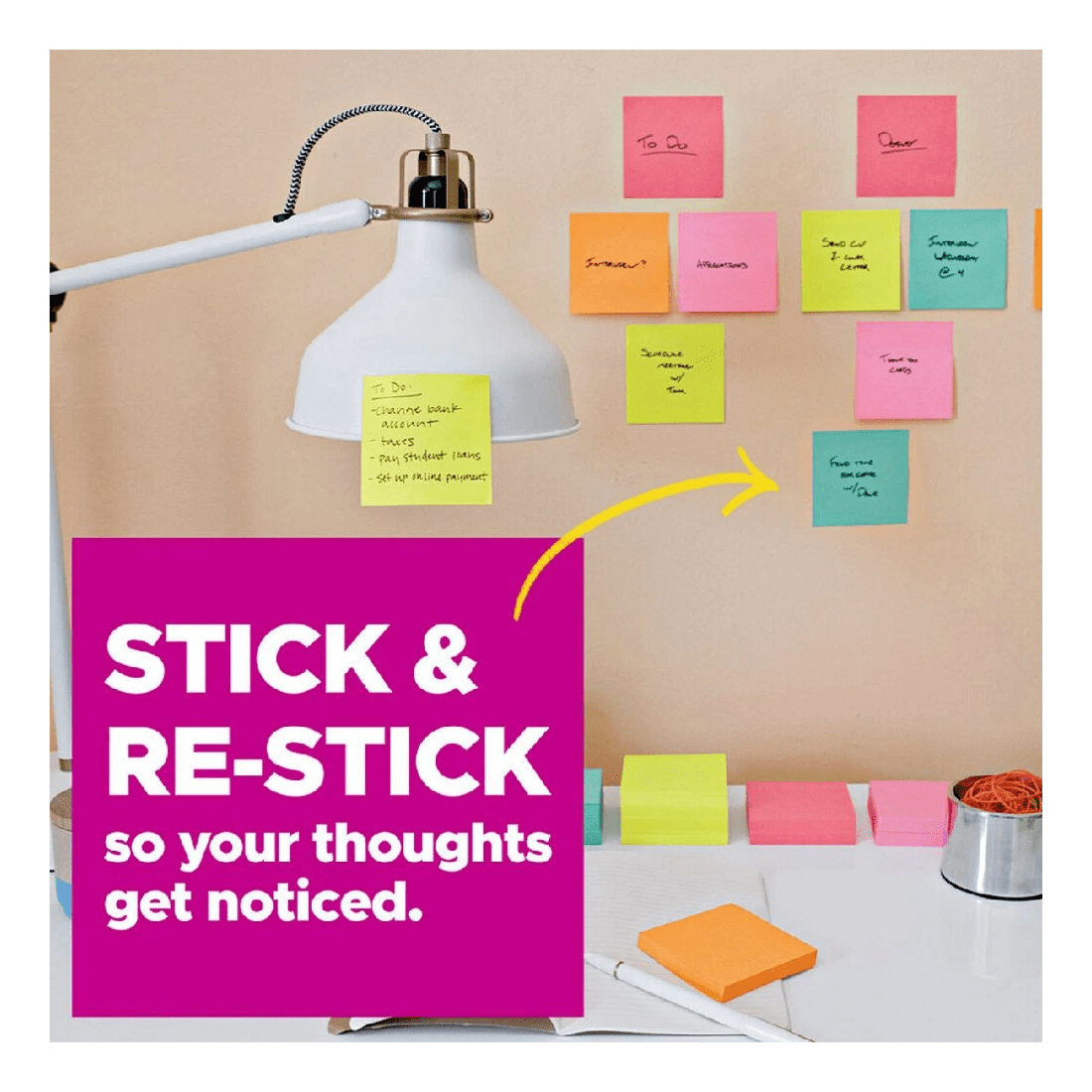 Molte Note Adesive Colorate Post Note O Postit Su Sfondo Vintage In Legno Bianco Gm941399884 257307843 - Foto 6