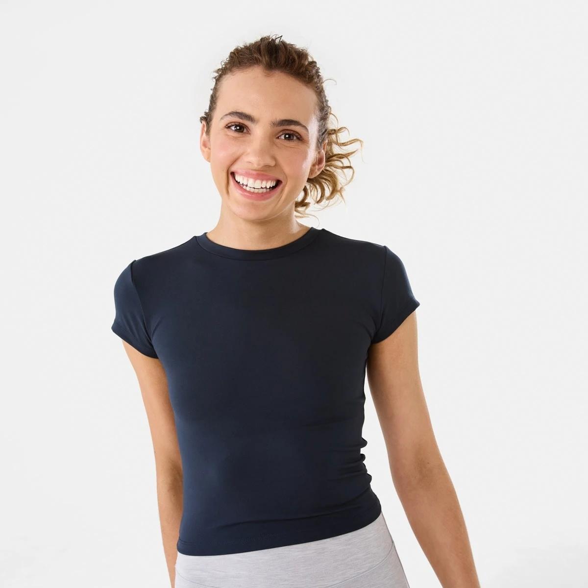 1 Active Womens Ultra Soft Crew Neck T-shirt SHADE NAVY, 1 of 6