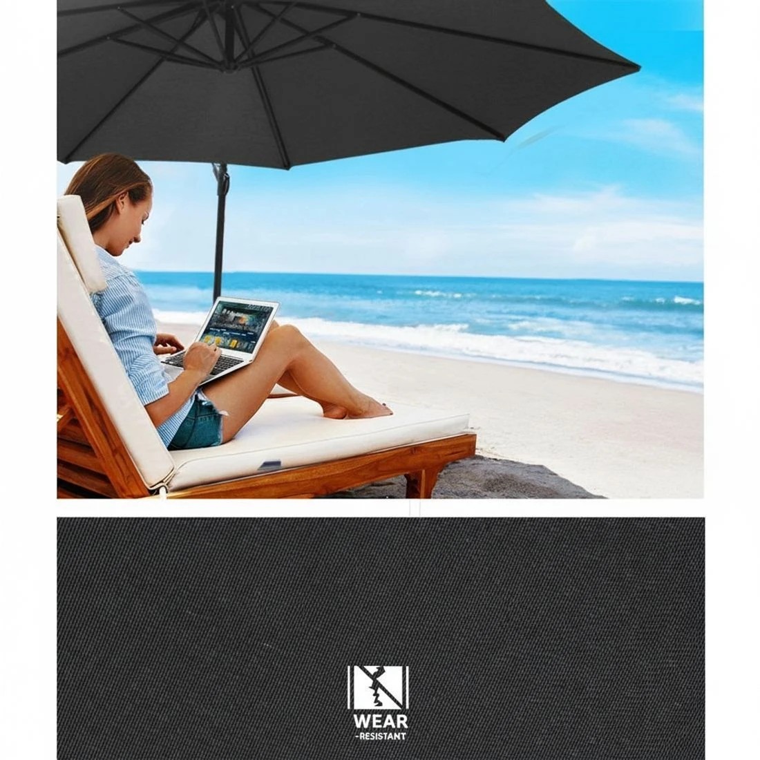 4 Instahut 3m Outdoor Umbrella Cantilever Beach Garden Patio - Grey, 4 of 5