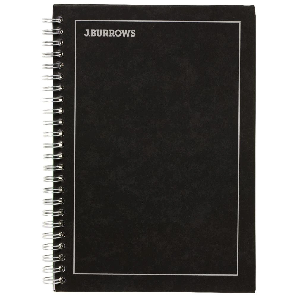 2 J.Burrows A5 Hard Cover Pressboard Notebook Black 120 Page, 2 of 3