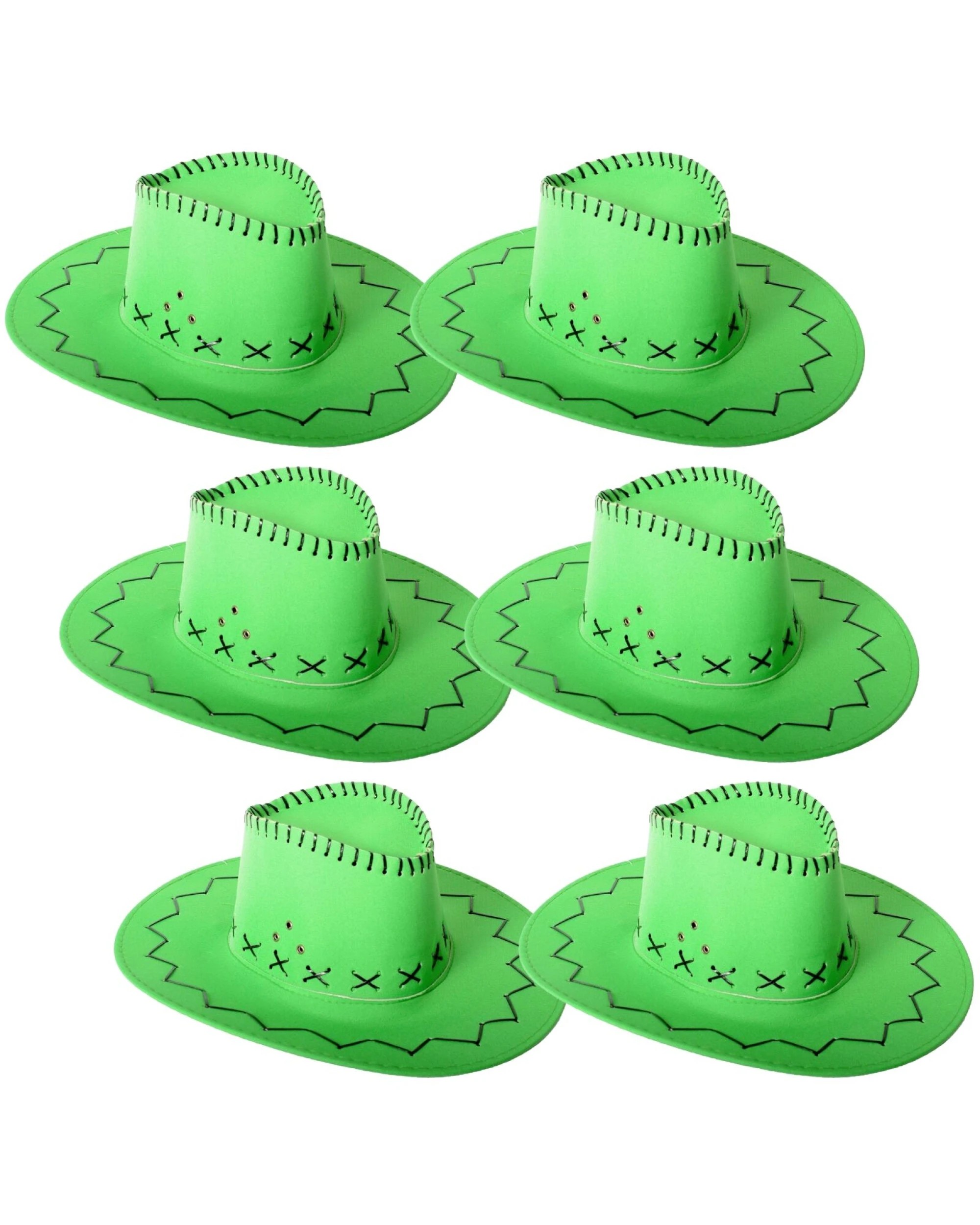 1 BR Costumes 6x Fluro Green Cowboy Hat with Adjustable Chin Cord – Fun Western-Themed, 1 of 3