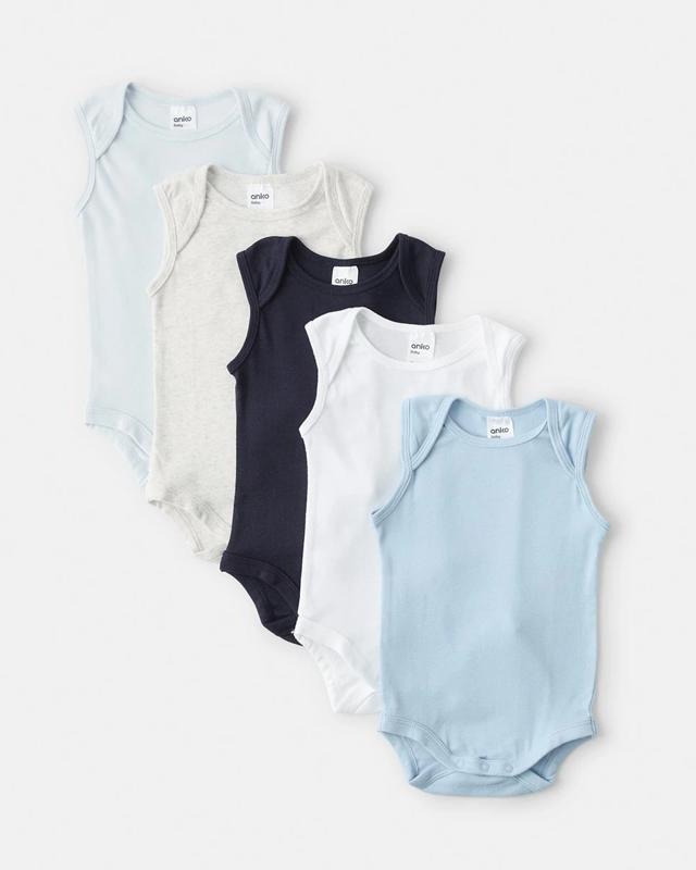 5 Pack Cotton Sleeveless Bodys