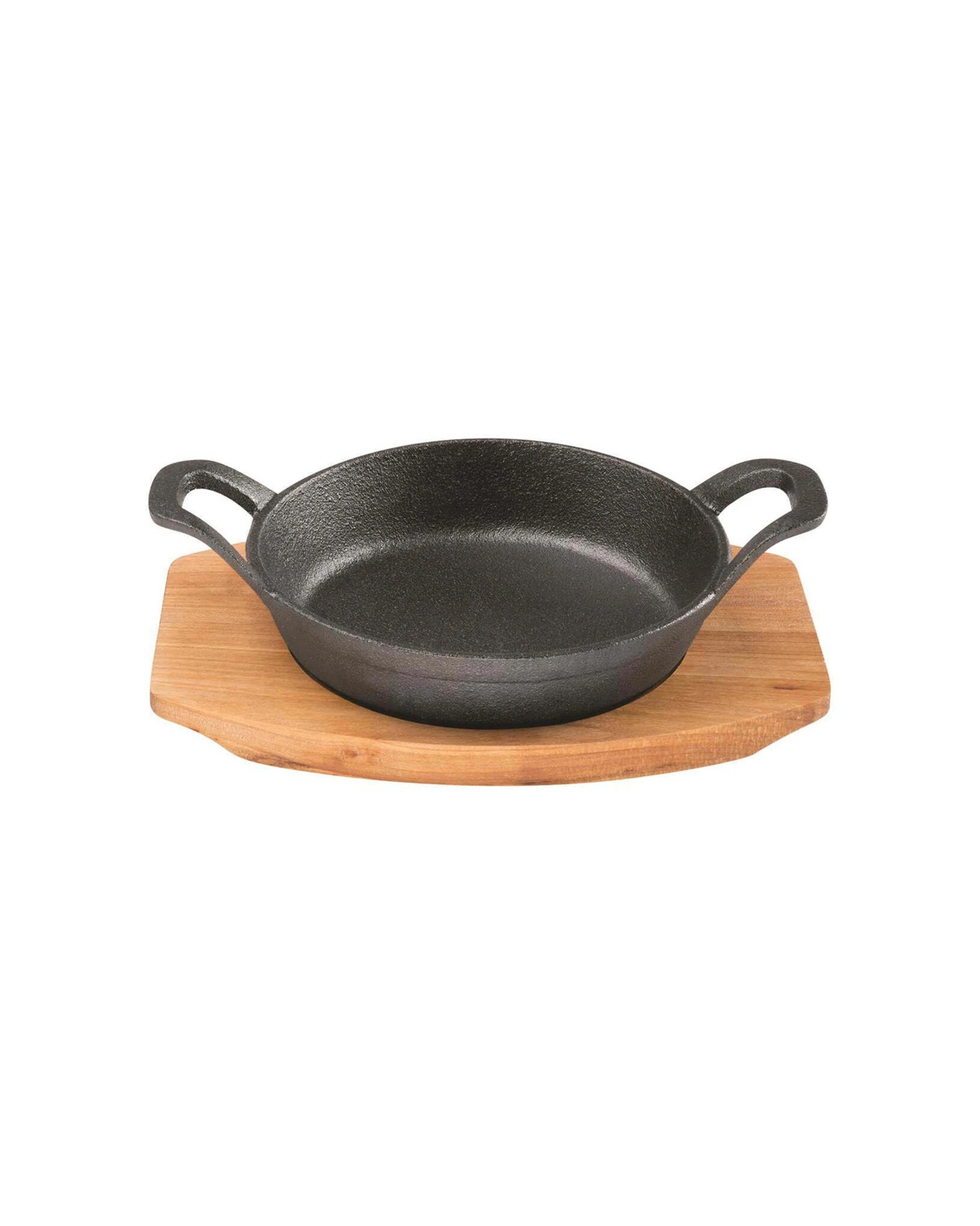 1 Pyrolux Pyrocast Round Gratin Cast Iron Maple Wood Tray 12cm - Multi, 1 of 1