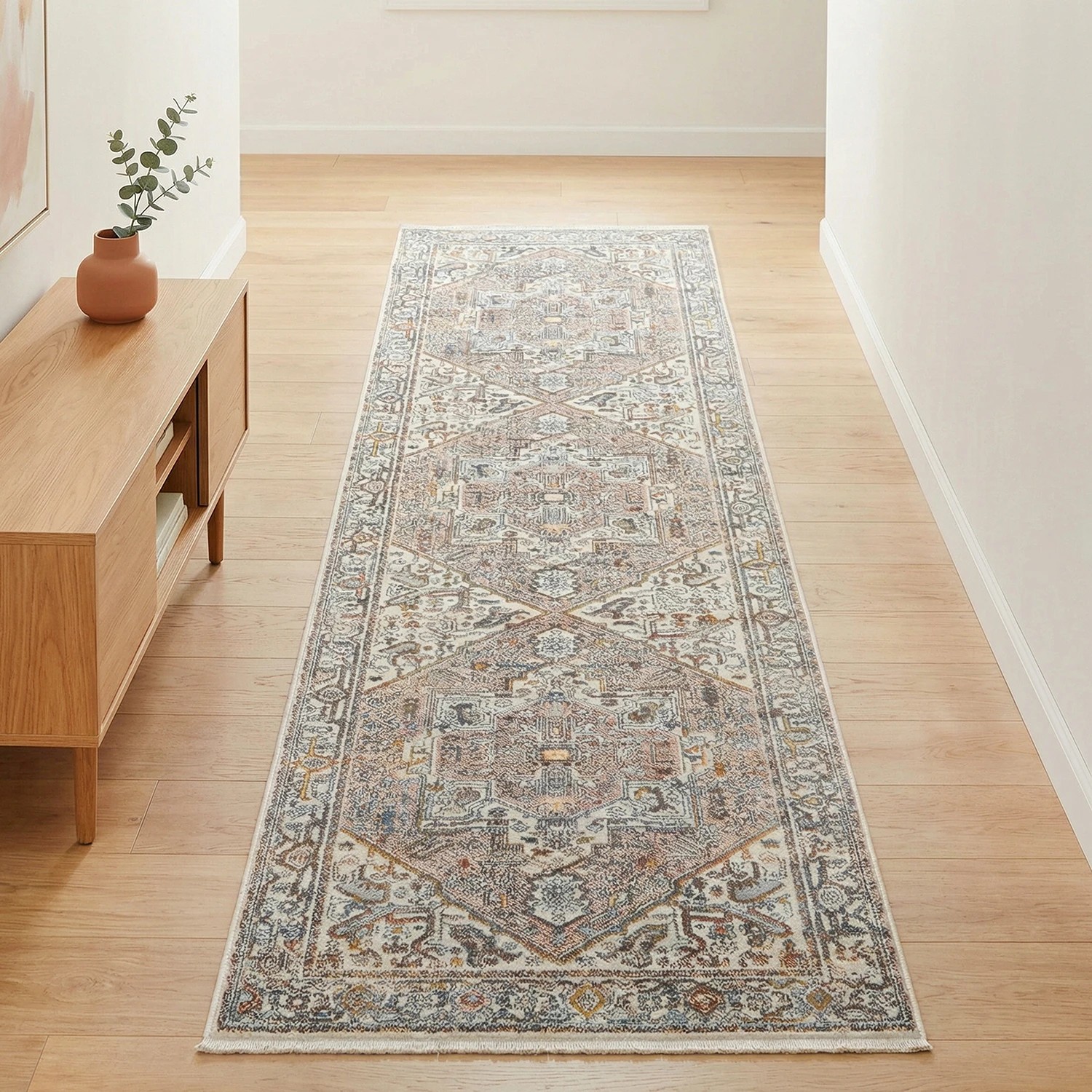 1 Common Ground Rugs Anatolia 300x80cm - Medium Runner Rug - Natural, 1 of 6