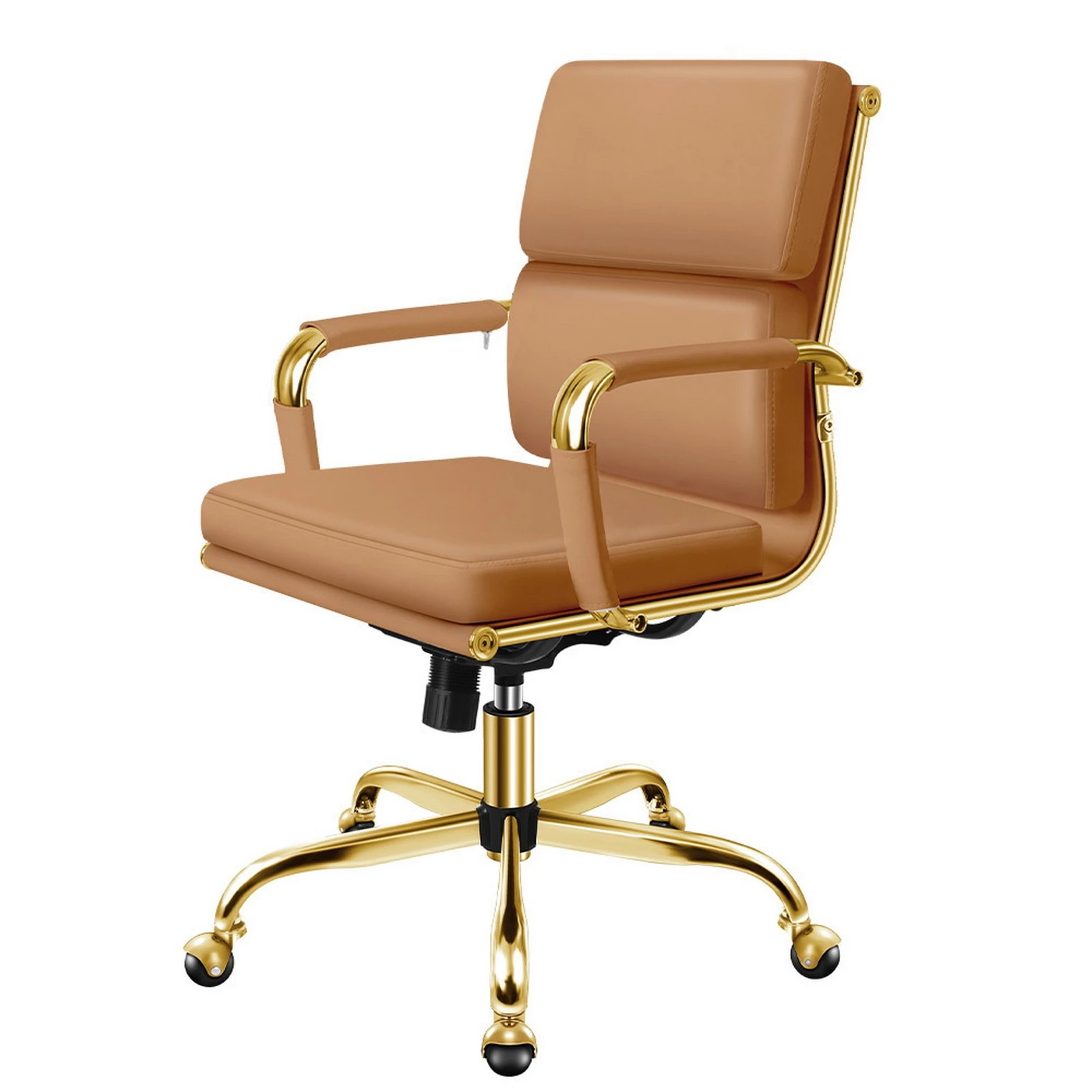 1 Alfordson Office Chair Ergonomic Paddings Executive Computer Seat Mid Back - Brown, 1 of 10