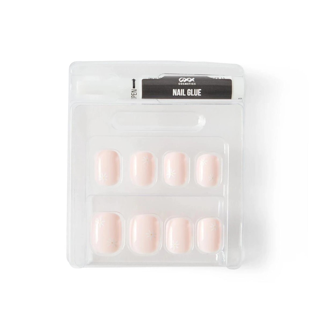 4 OXX Cosmetics 24 Pack Artificial Nails with Adhesive - Short Square Shape, Daisies, 4 of 5