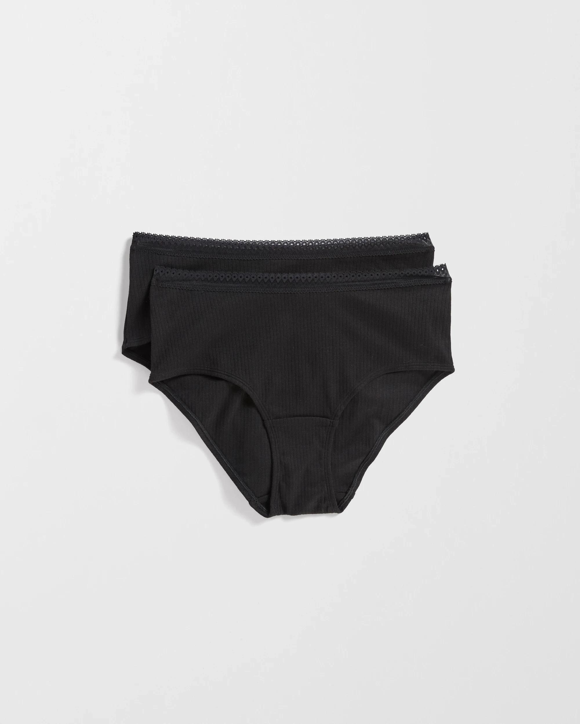 1 Lily Loves Australian Cotton 2 Pack Pointelle Boyleg Briefs BLACK, 1 of 3