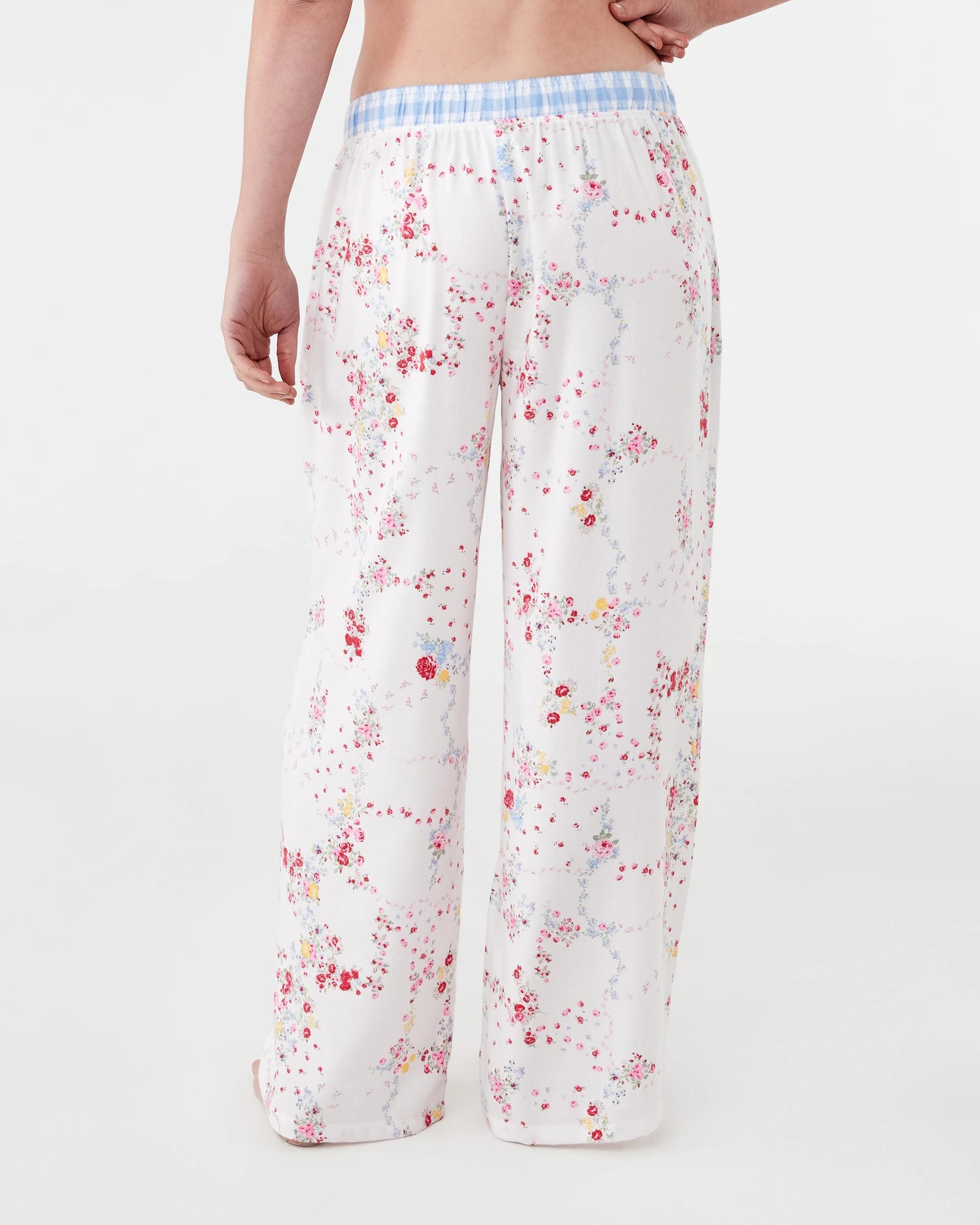 3 Boyfriend Contrast Waistband Flannel Pants Vint Florl, 3 of 5