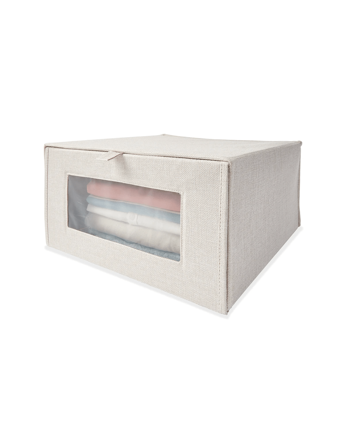 2 Linen Look Clothing Storage Box - Beige, 2 of 9