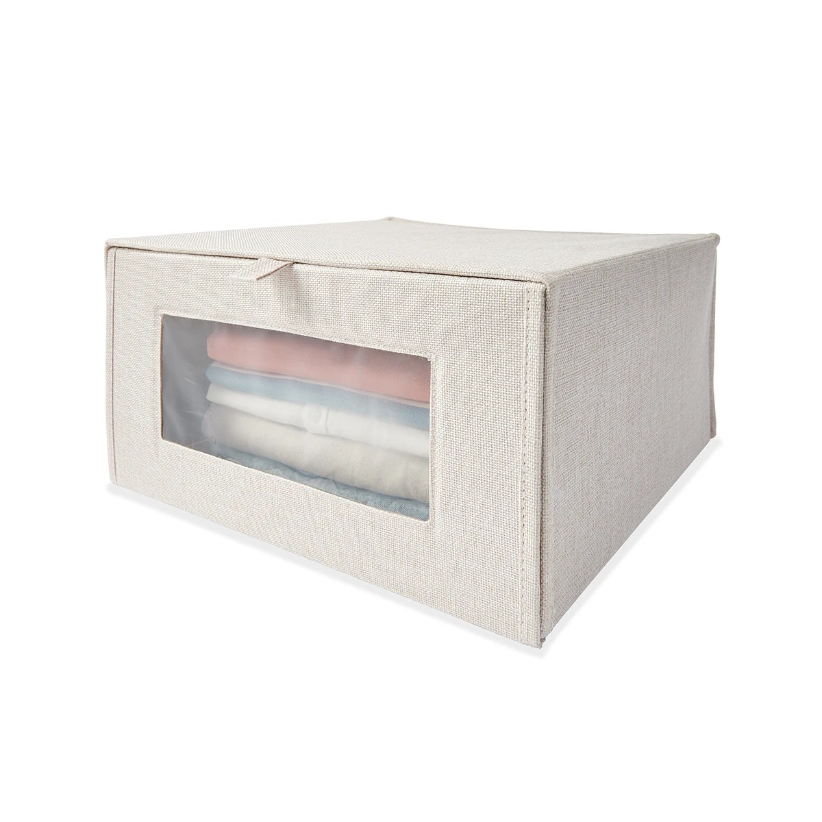 2 Linen Look Clothing Storage Box - Beige, 2 of 9