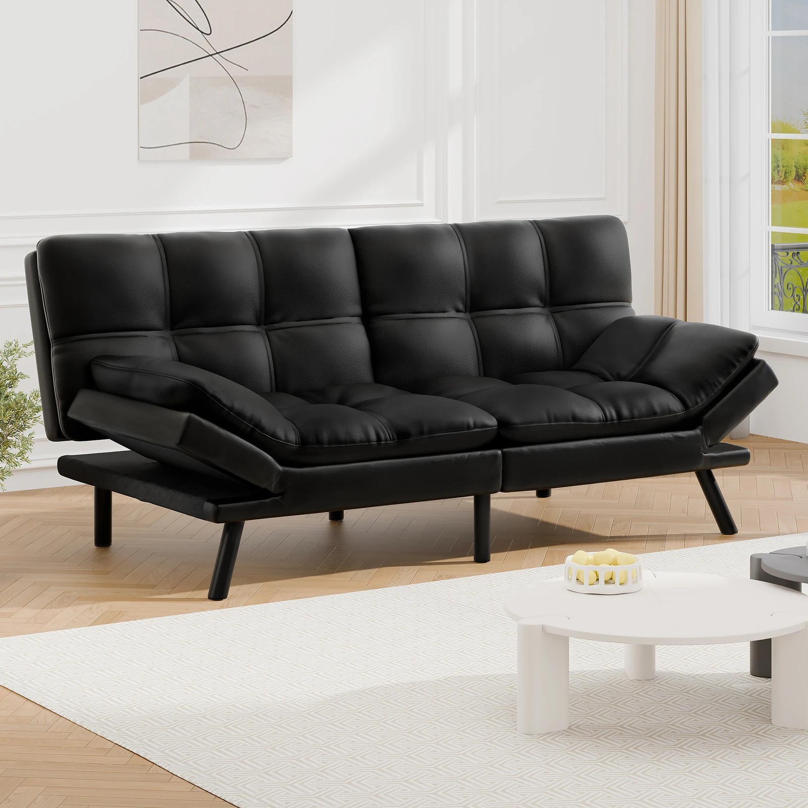 7 Alfordson Sofa Bed Couch 3 Seater Recliner Lounge - Black, 7 of 9