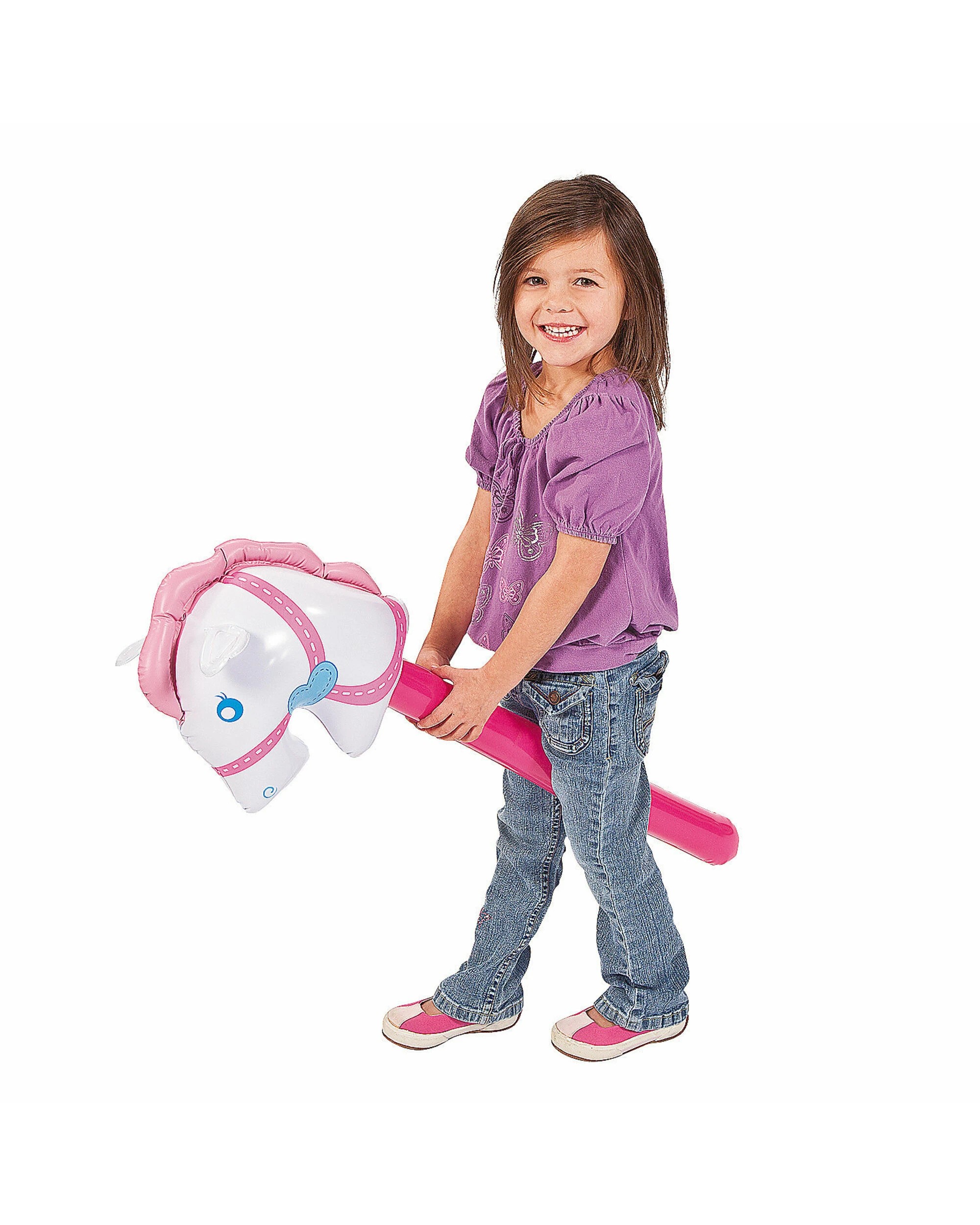 2 Partyrama Inflatable Pink Hobby Horse, 2 of 2