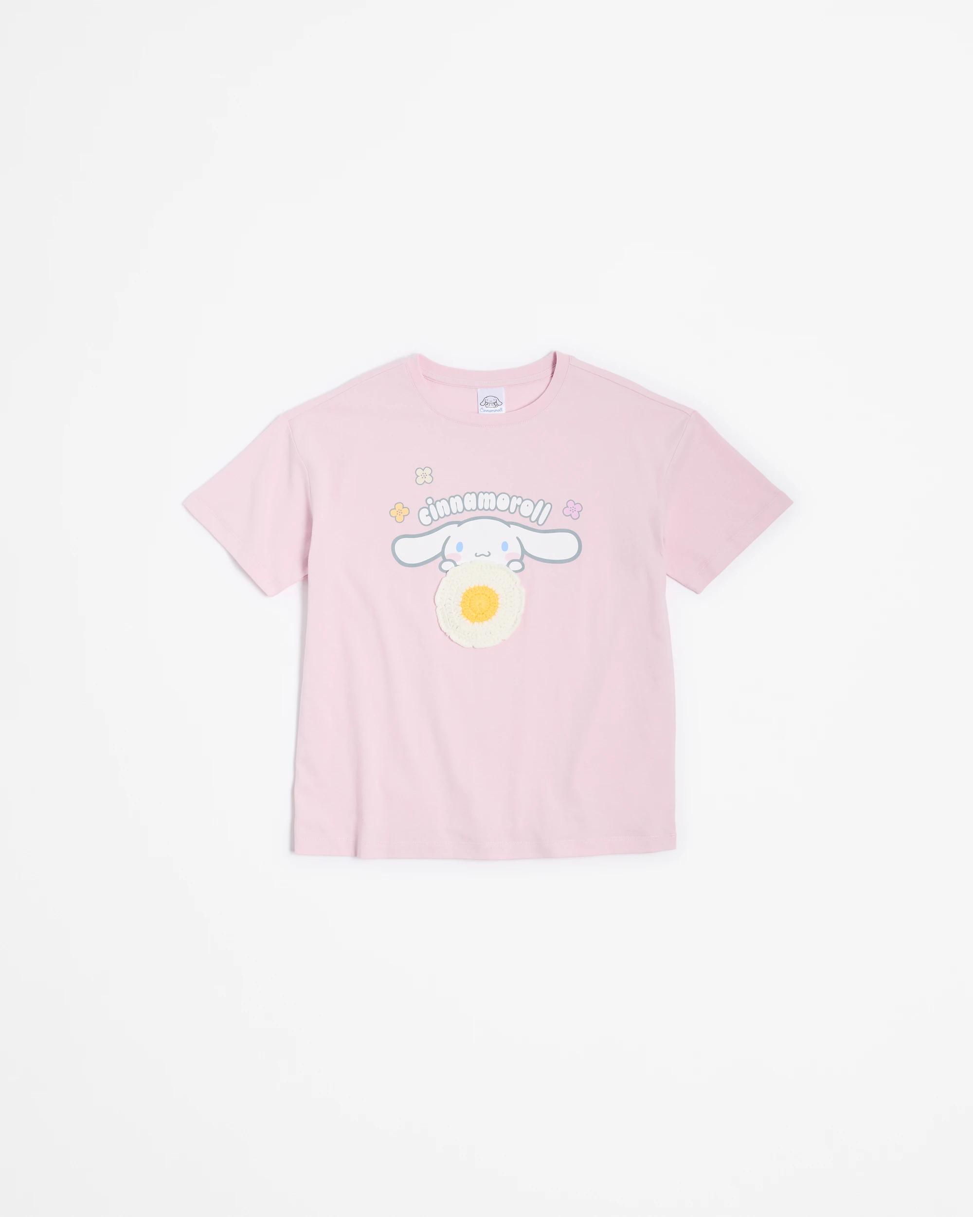 1 Hello Kitty Cinnamonroll Crochet Print T-shirt PINK, 1 of 3