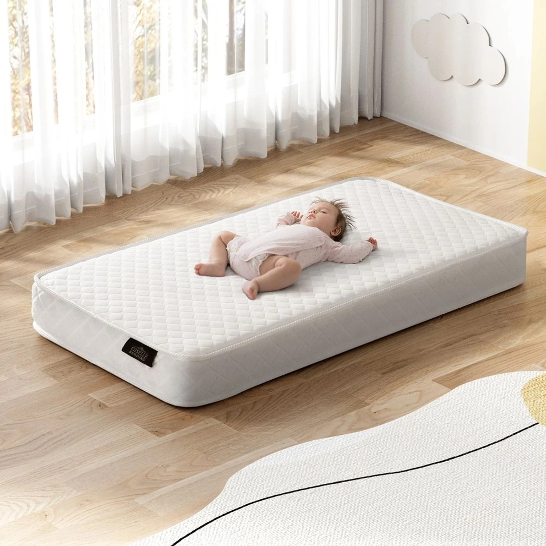 3 Giselle Baby Cot Mattress Spring Foam - White, 3 of 5