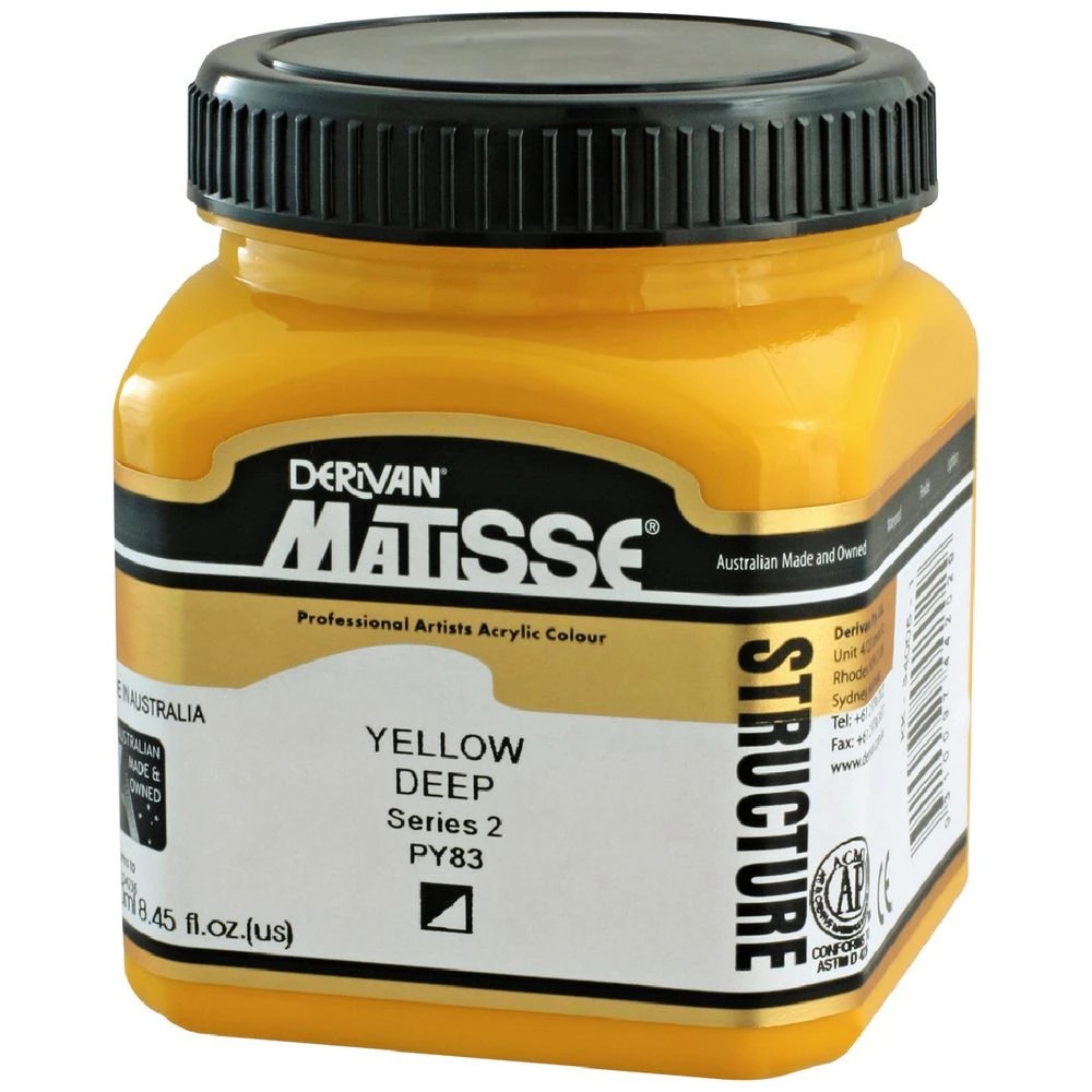 1 Derivan Matisse Structure Paint 250mL Yellow Deep S2, 1 of 2