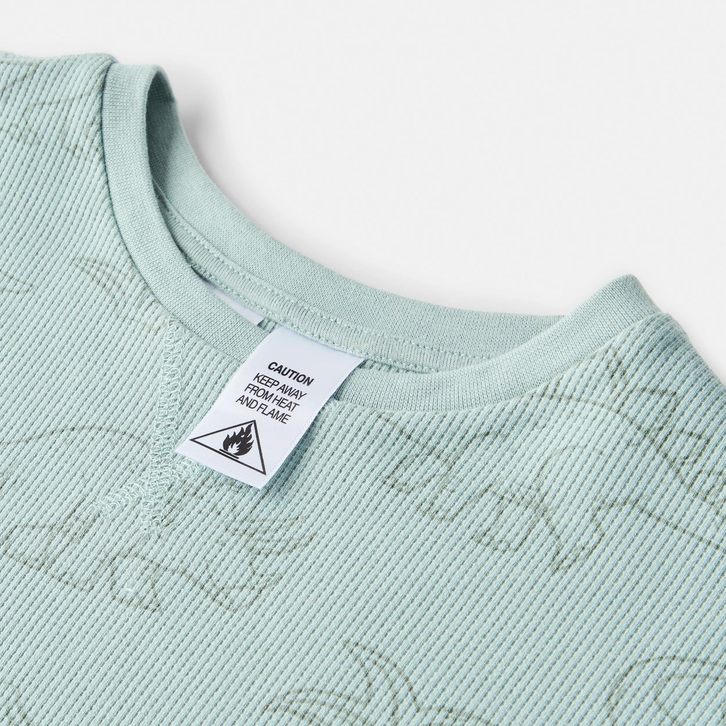 6 Short Sleeve Waffle Pyjama Set GREEN DINOS, 6 of 7