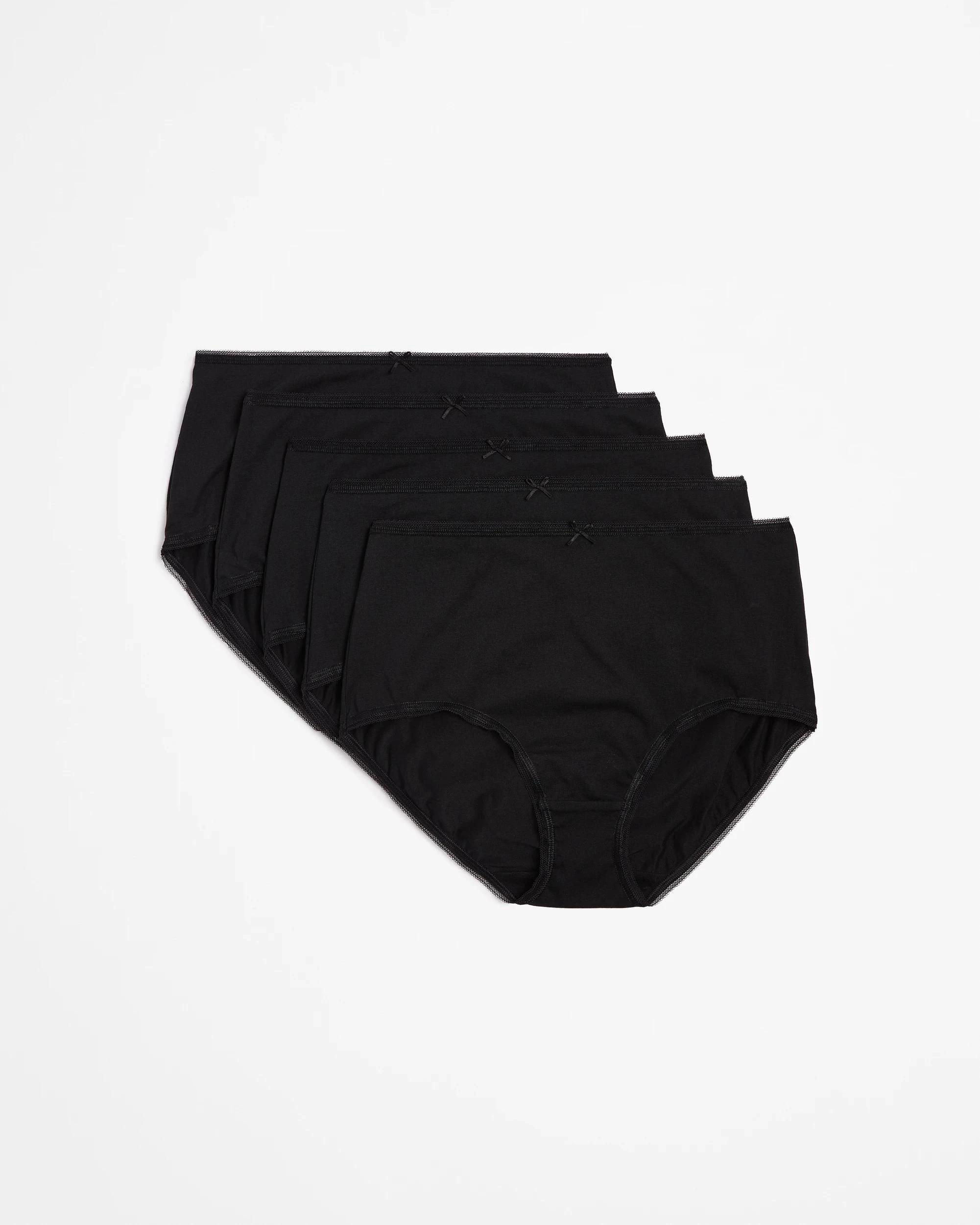 1 Target Woman Cotton/Elastane 5 Pack Full Briefs BLACK, 1 of 5