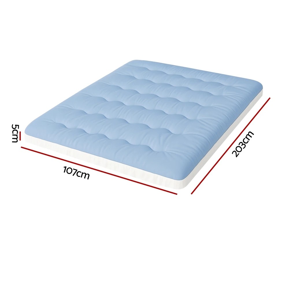2 Giselle 5cm Mattress Topper Pillowtop toppers Double-Sided King Single - Blue, 2 of 9