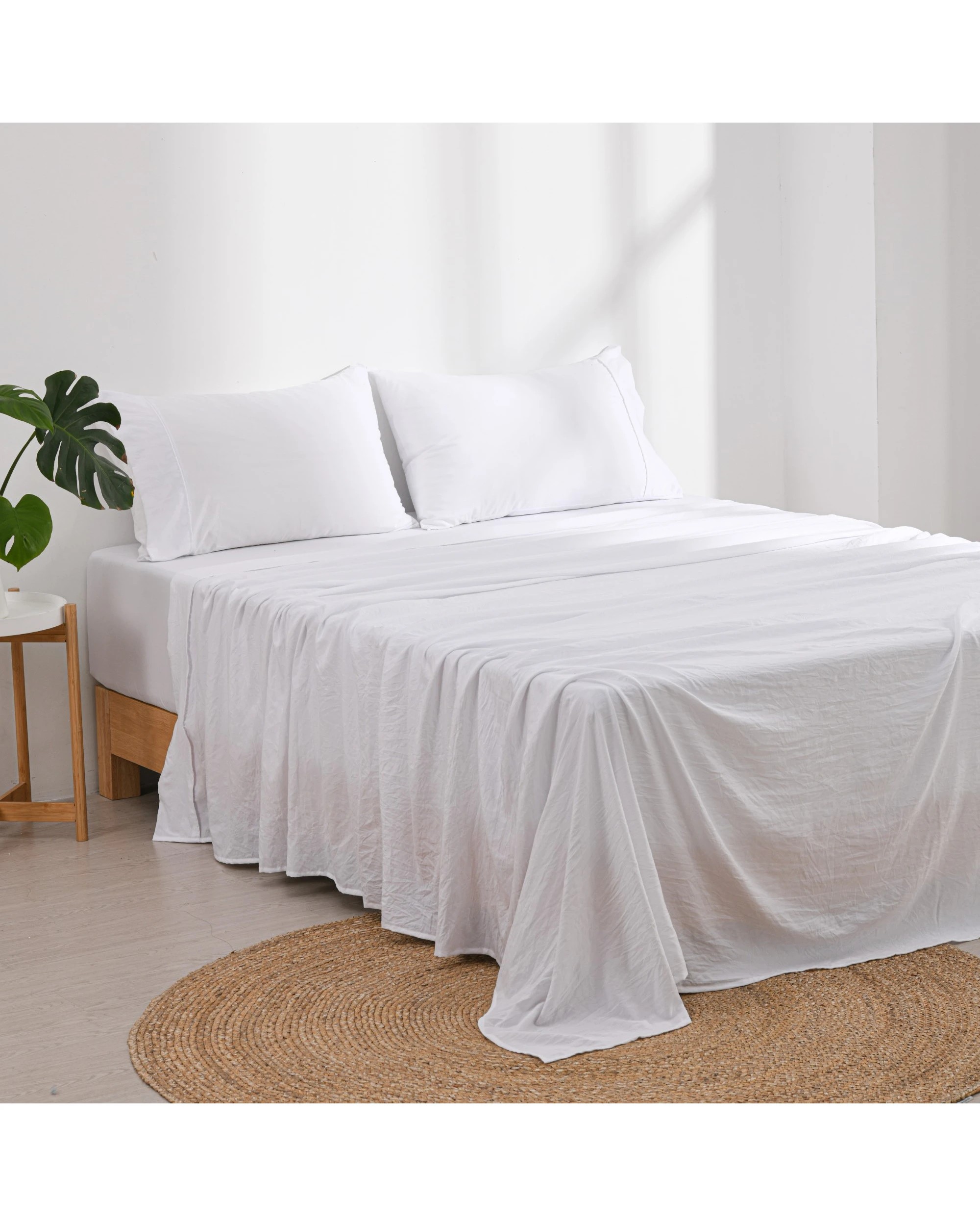 2 Dreamaker Superfine Washed Microfibre Sheet Set - Super King Bed - White, 2 of 5
