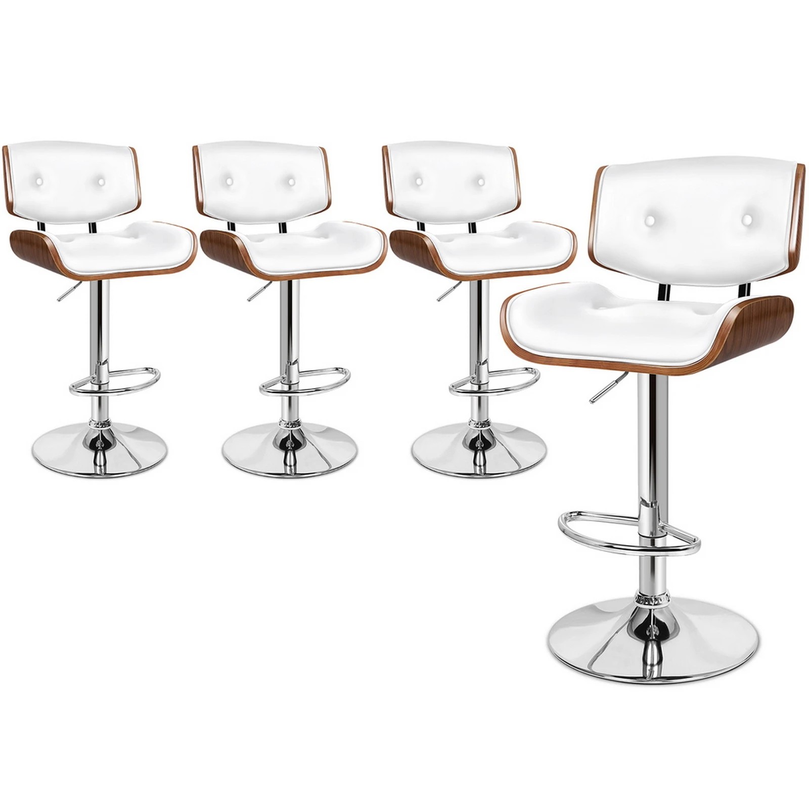 1 Alfordson 4x Bar Stool Kitchen Swivel Wooden  Chair Leather Odette - White, 1 of 10