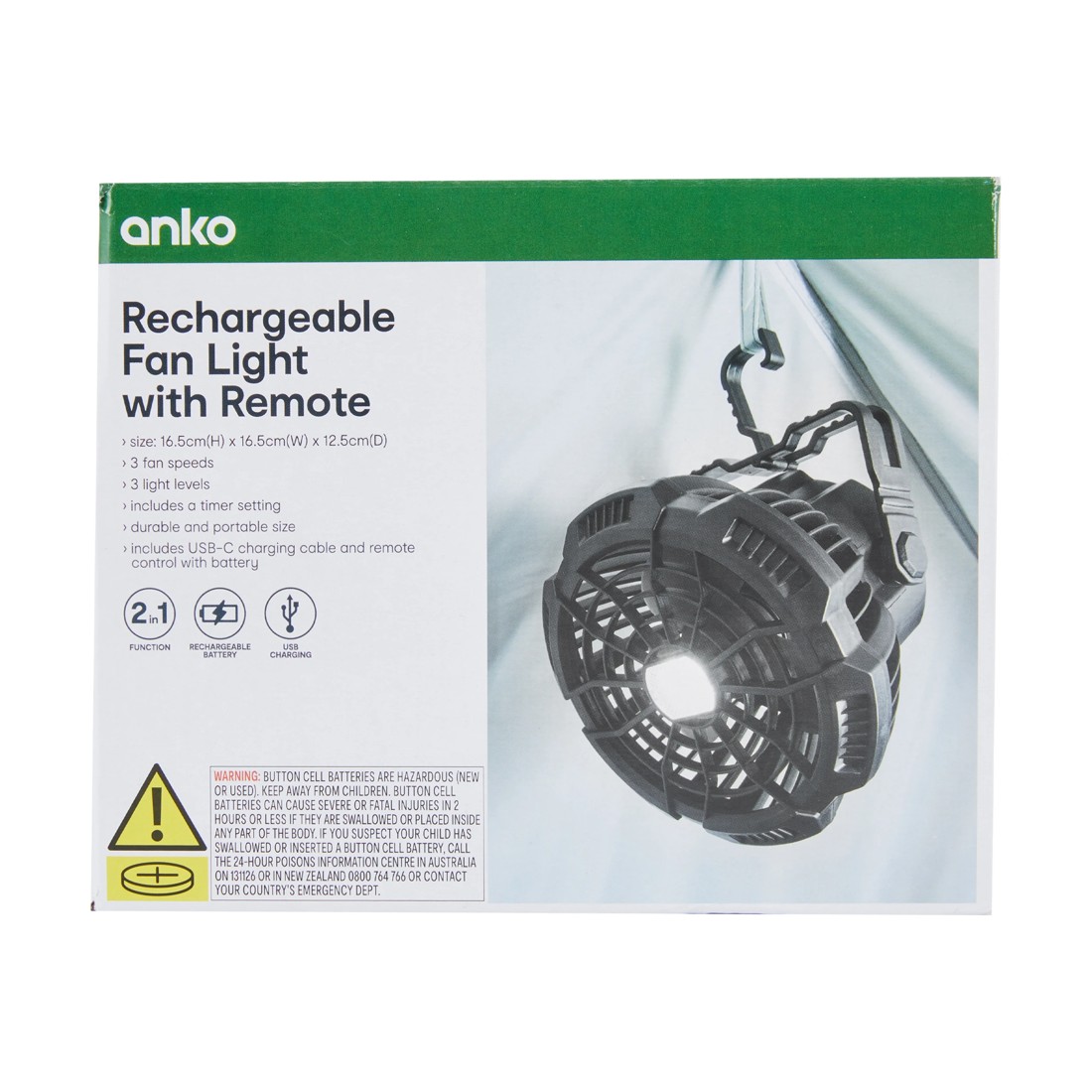 8 Rechargeable Fan Light with Remote, 8 of 10