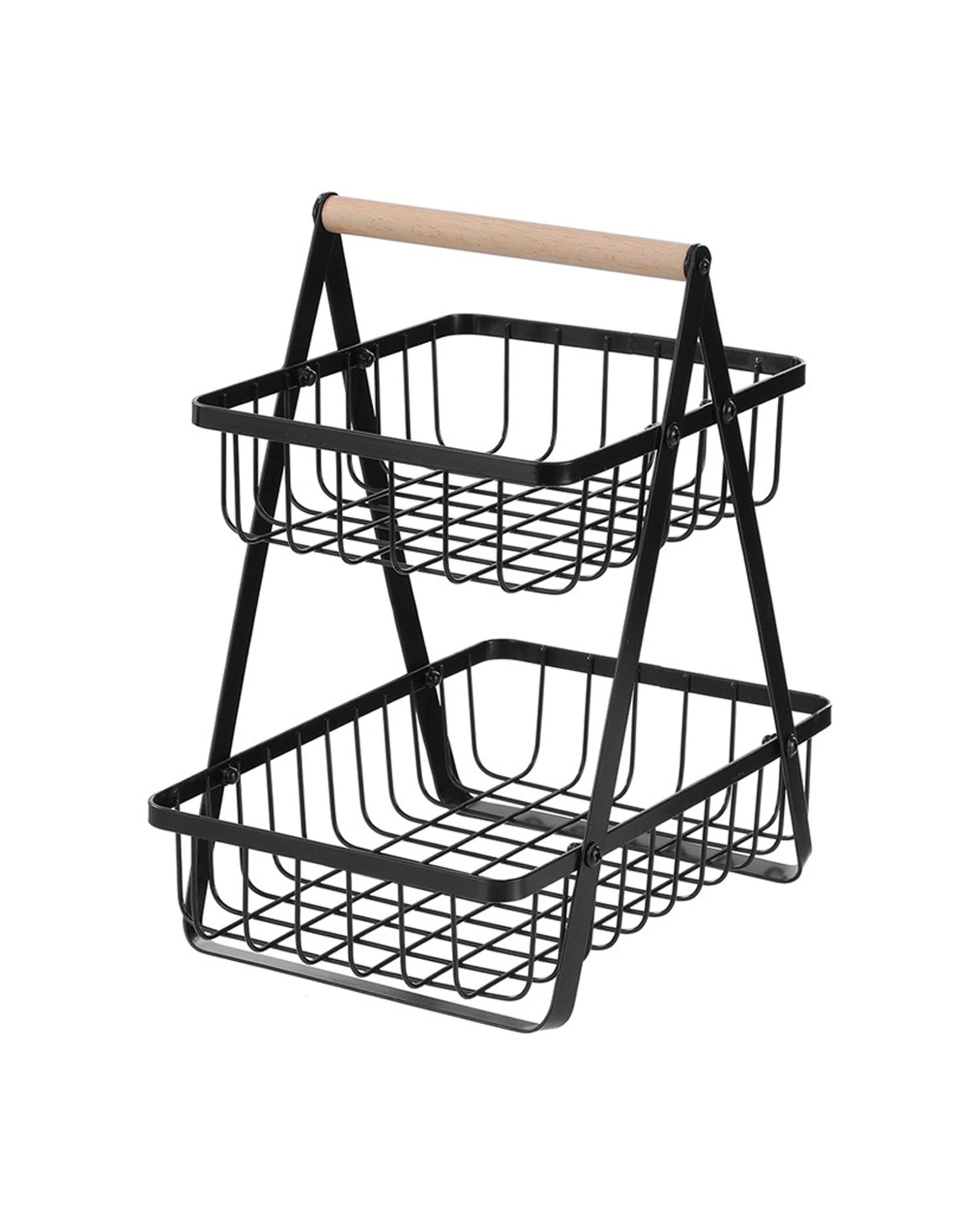 2 Boxsweden Wire 2 Tier Bench Top Stand Wood Handle Durable - Black, 2 of 4