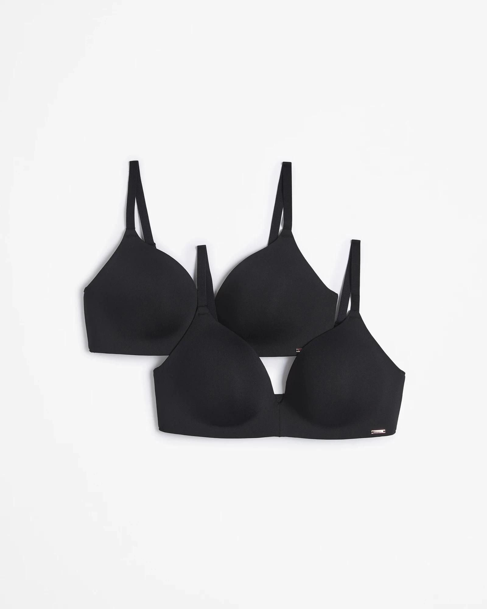 1 Target Woman 2 Pack Wirefree T-Shirt Bras BLACK, 1 of 4