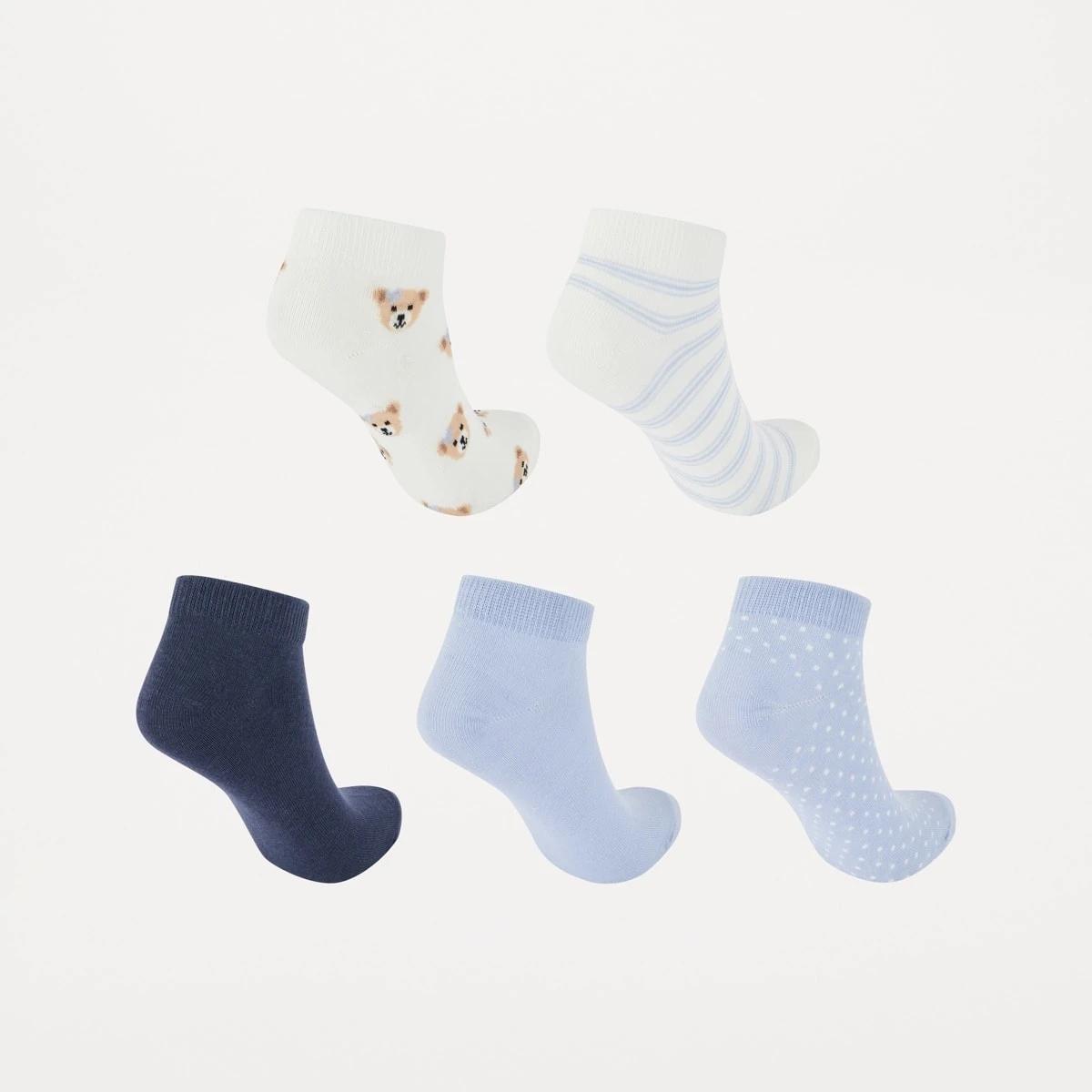2 5 Pack Fashion Low Cut Socks BEAR STRIPE SPOT, 2 of 3
