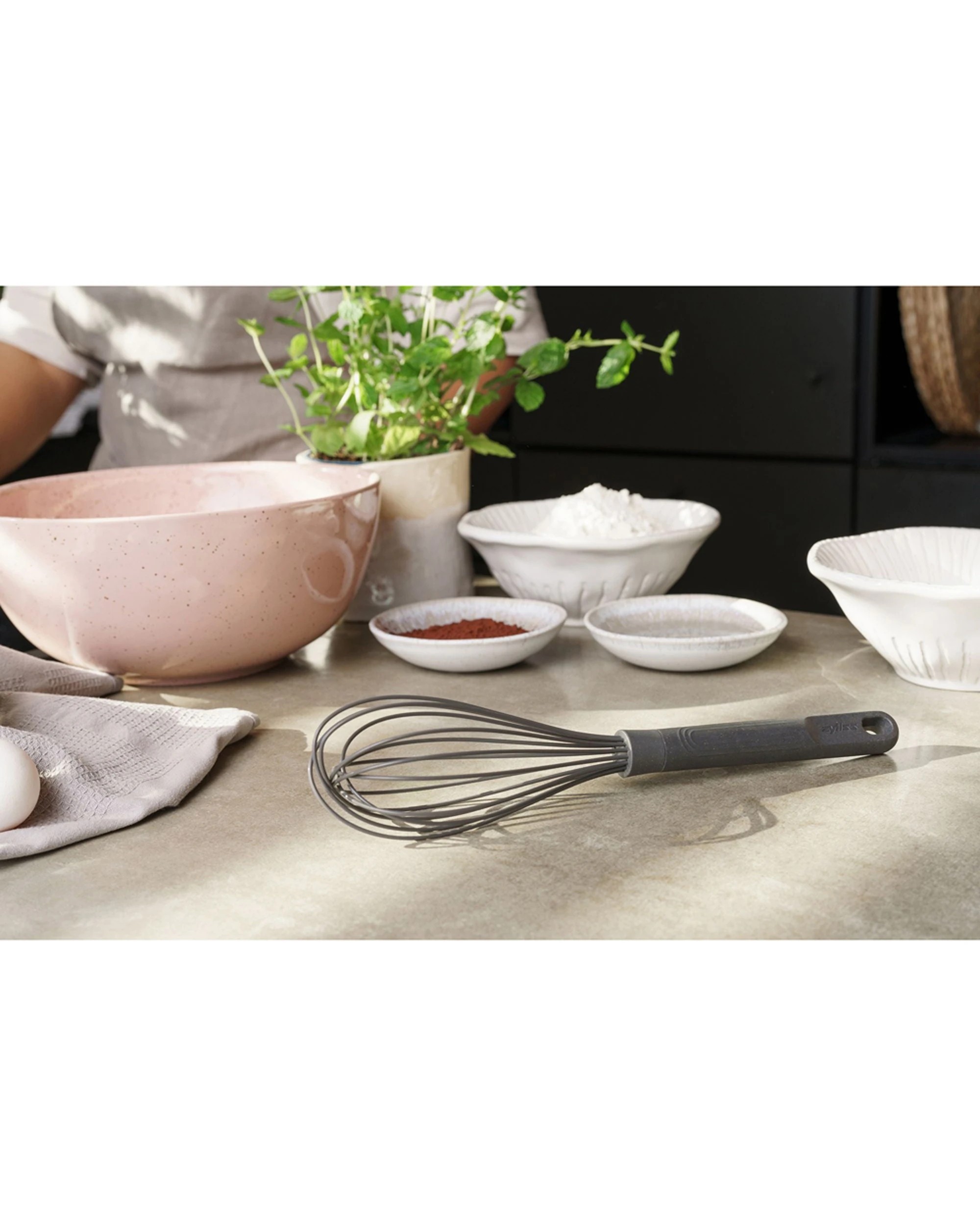 4 Zyliss Balloon Whisk Silicone Large Heat Resistant Kitchen Utensil With Wheat Straw Handle - Grey, 4 of 6