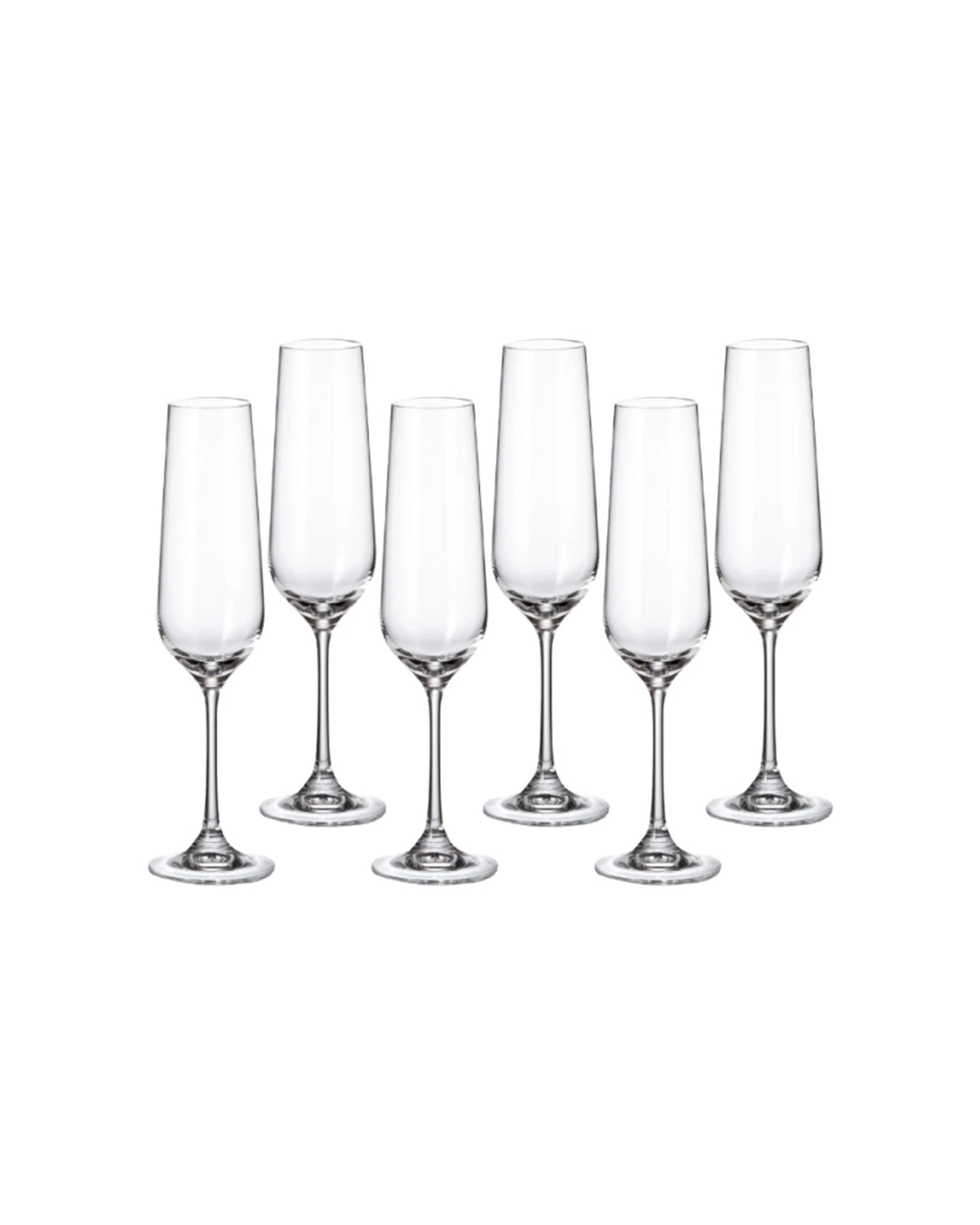 1 Bohemia 6pc Strix Flute Drink Glass Set Lead Crystal Dishwasher Safe Glasses 200ml - Clear, 1 of 1