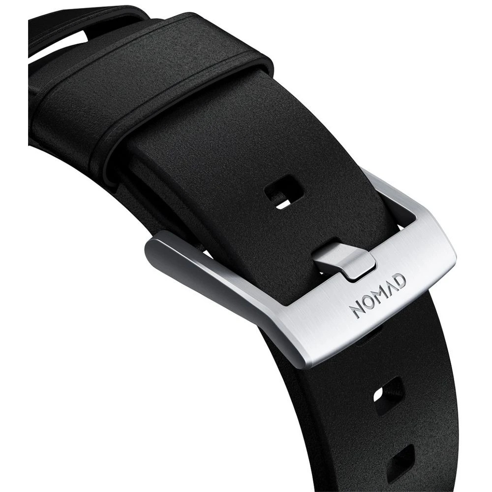 5 Nomad Apple Watch Band Leather 44-46mm Black Silver, 5 of 5