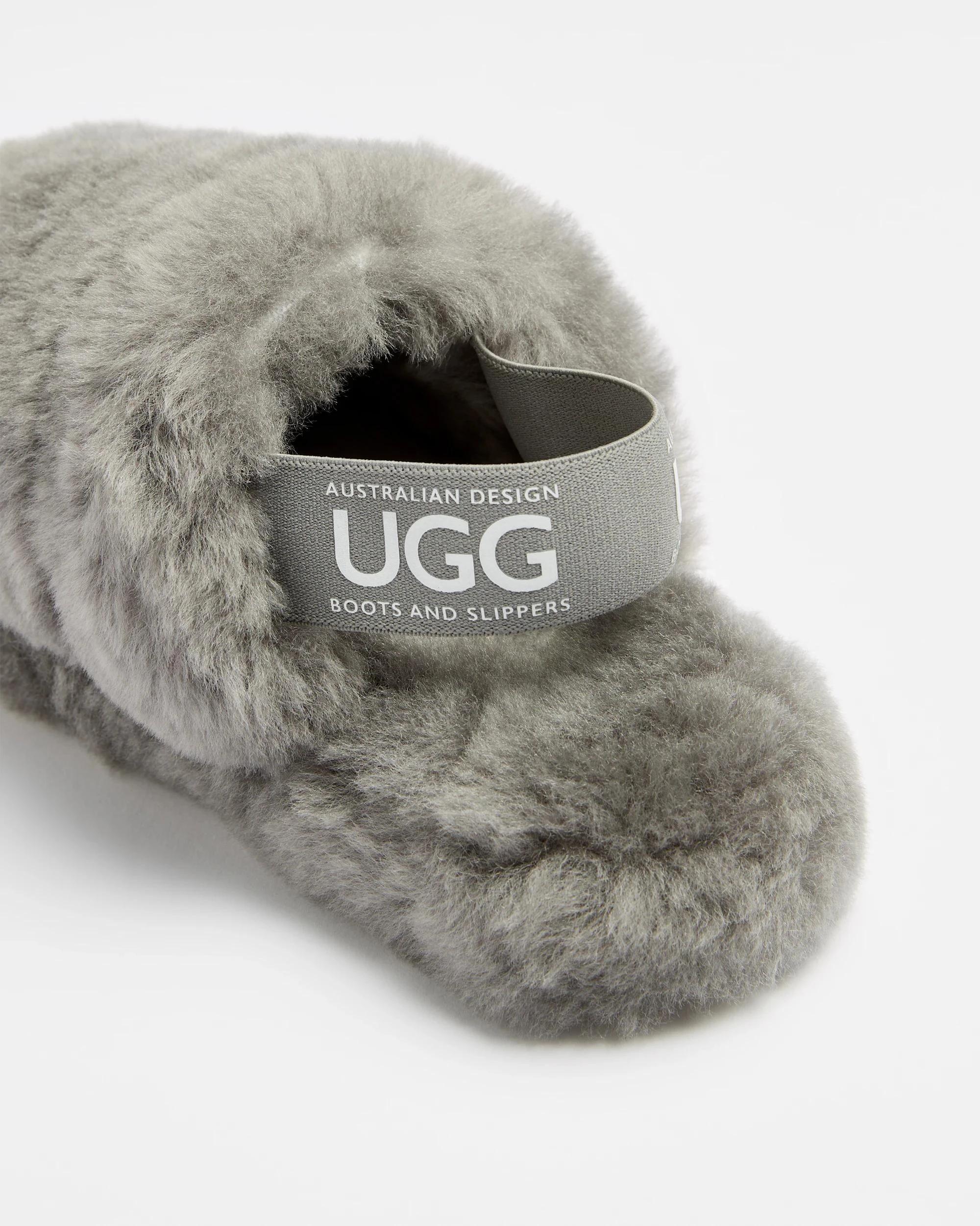 2 Australian Design Ugg Boots and Slippers Womens Genuine Sheepskin Sling Back Slipper CHARCOAL, 2 of 3