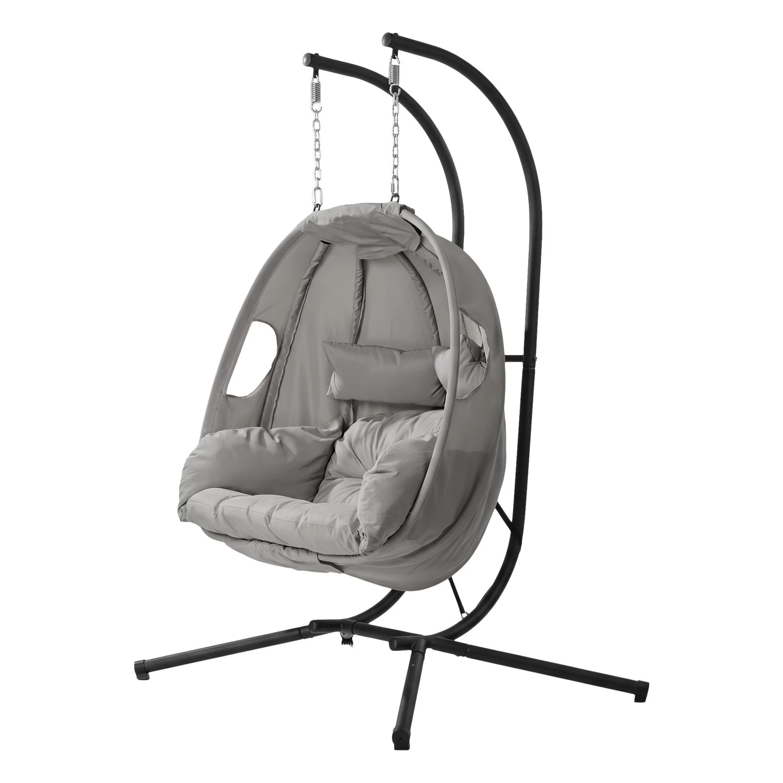 8 Livsip Egg Swing Chair 2 Seater Patio Lounge with Adjustable Canopy - Grey, 8 of 8