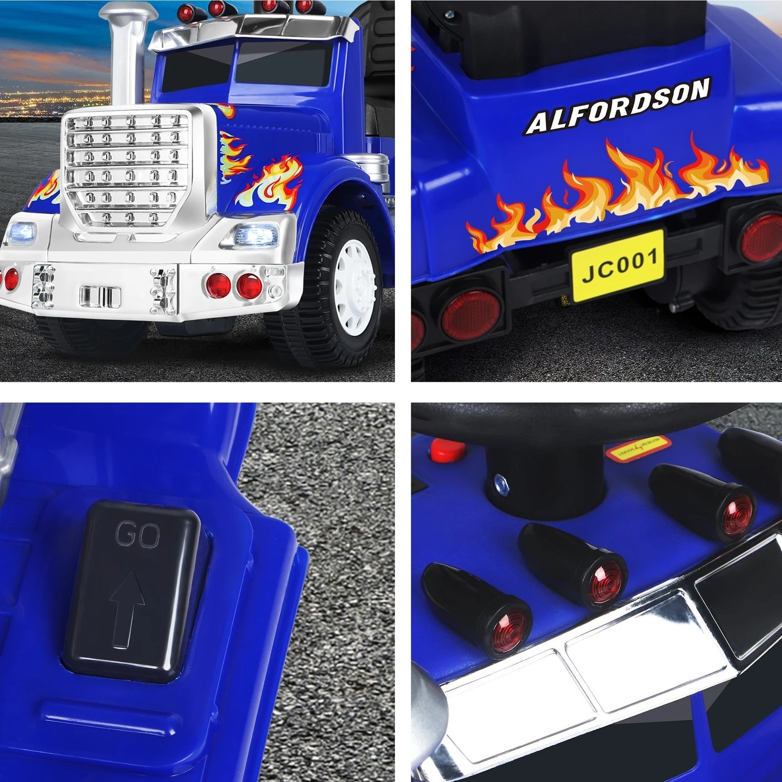 3 Alfordson Kids Ride On Car Electric Toy Truck 25W Motor w/ LED Lights - Blue, 3 of 9