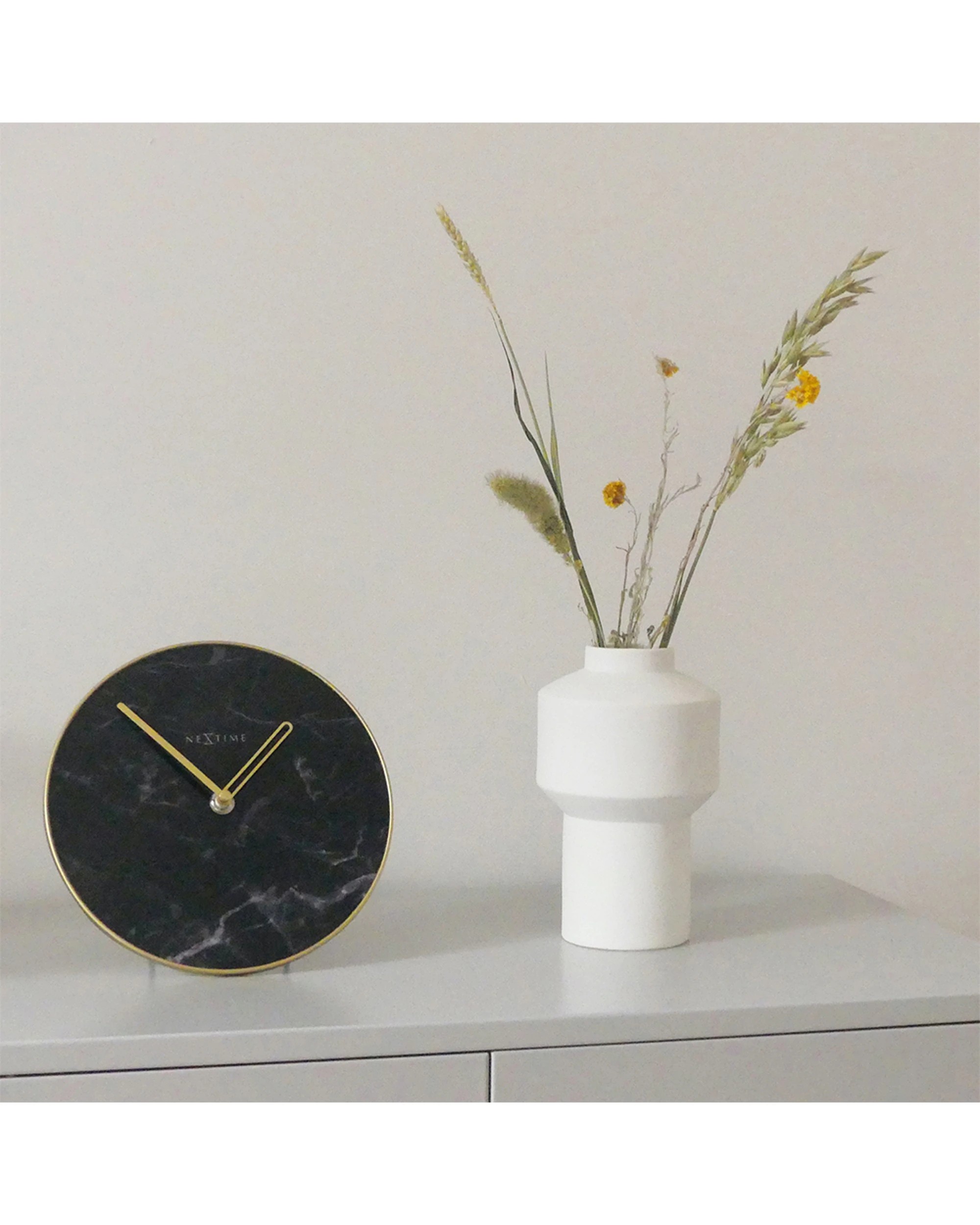 2 NexTime Marble Table Analogue Round Clock 20cm - Multi, 2 of 5