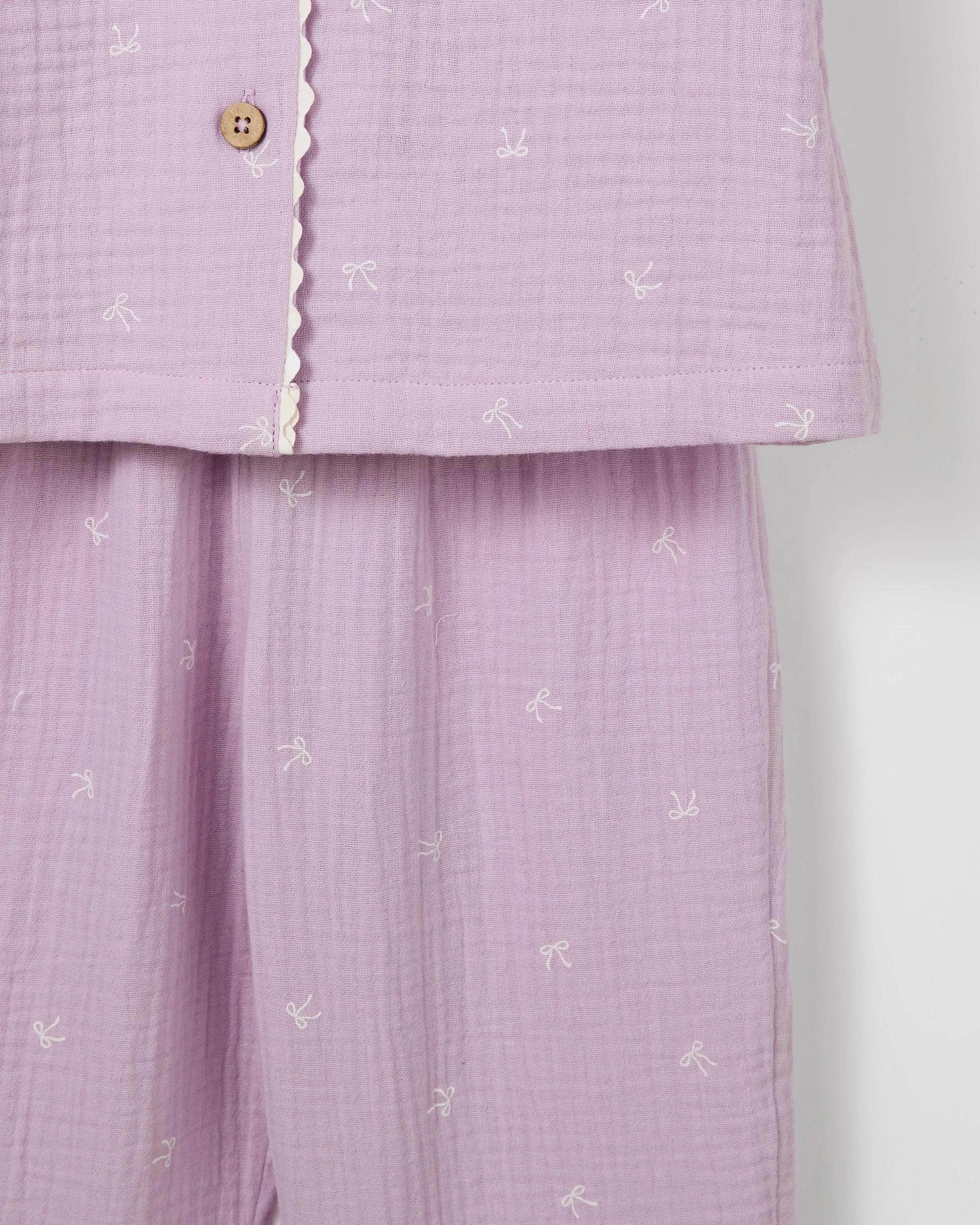 2 Target Kids Australian Cotton Younger Girls Double Cloth Woven Pyjama Set BOW, 2 of 4