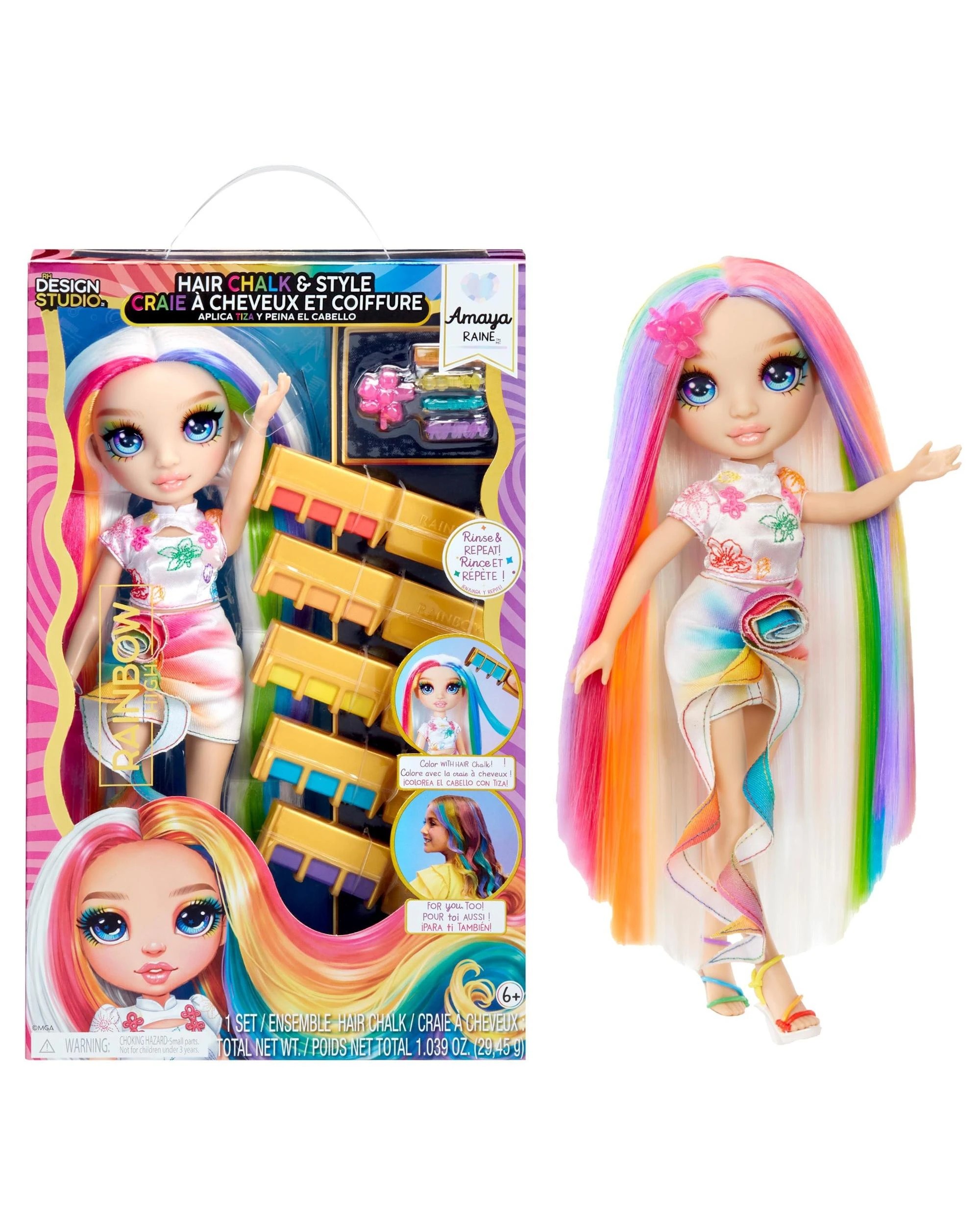 1 Rainbow High Hair Chalk and Style Amaya Raine Doll, 1 of 8