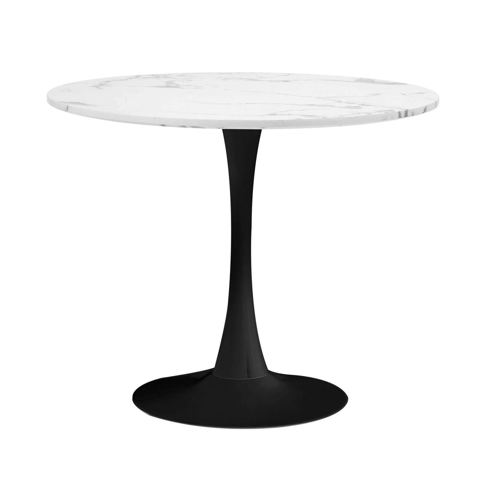 5 Oikiture 90cm Dining Table Kitchen Marble-look Tabletop Tulip Round Metal Leg - Multi, 5 of 9