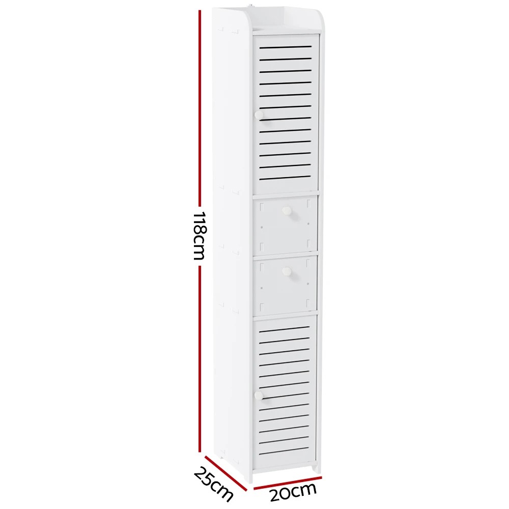 2 Artiss 2X Bathroom Toilet Storage Cabinet Laundry Tallboy Cupboard - White, 2 of 8