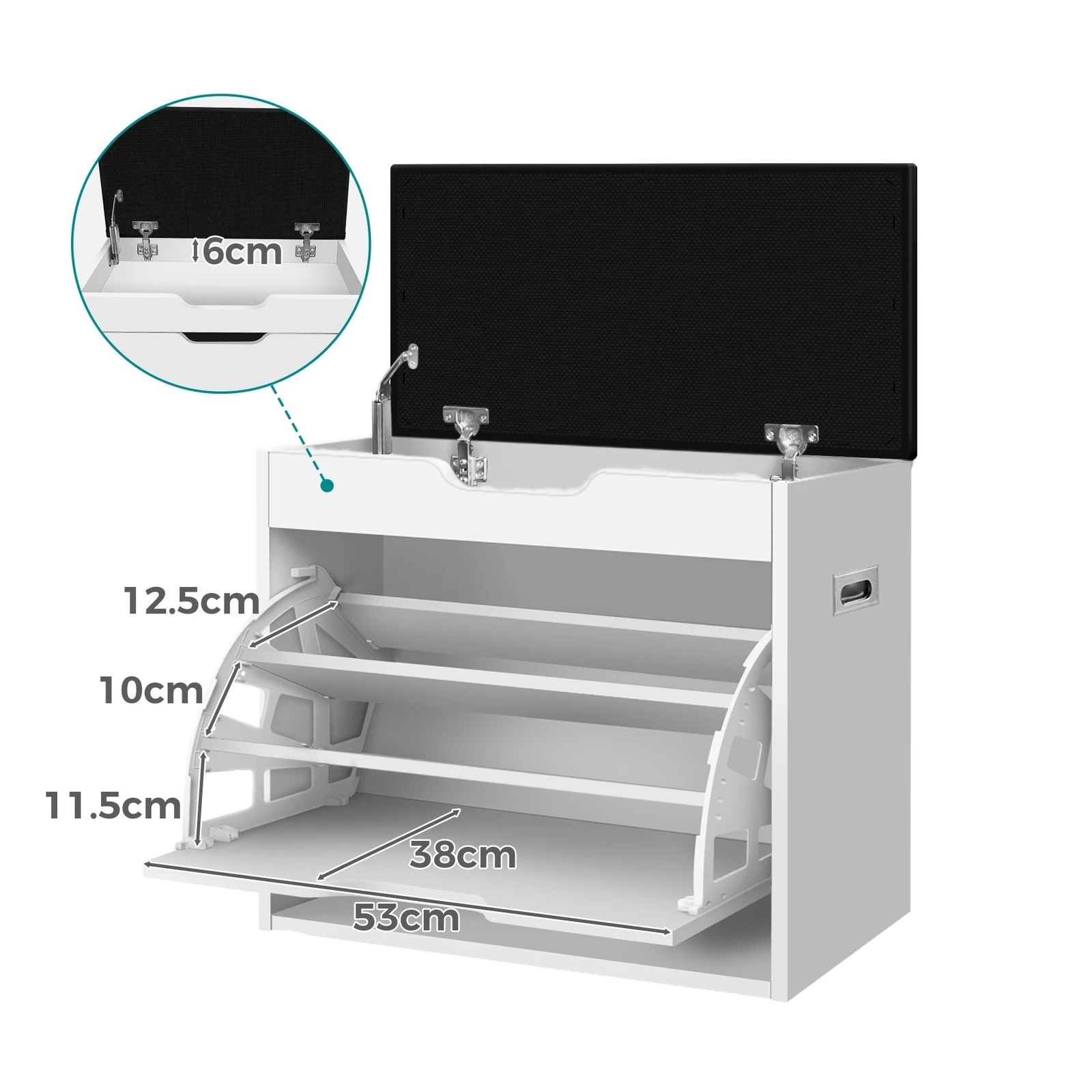 8 Alfordson Shoe Cabinet Bench Storage Rack Organiser Shelf 12 Pairs - White, 8 of 10