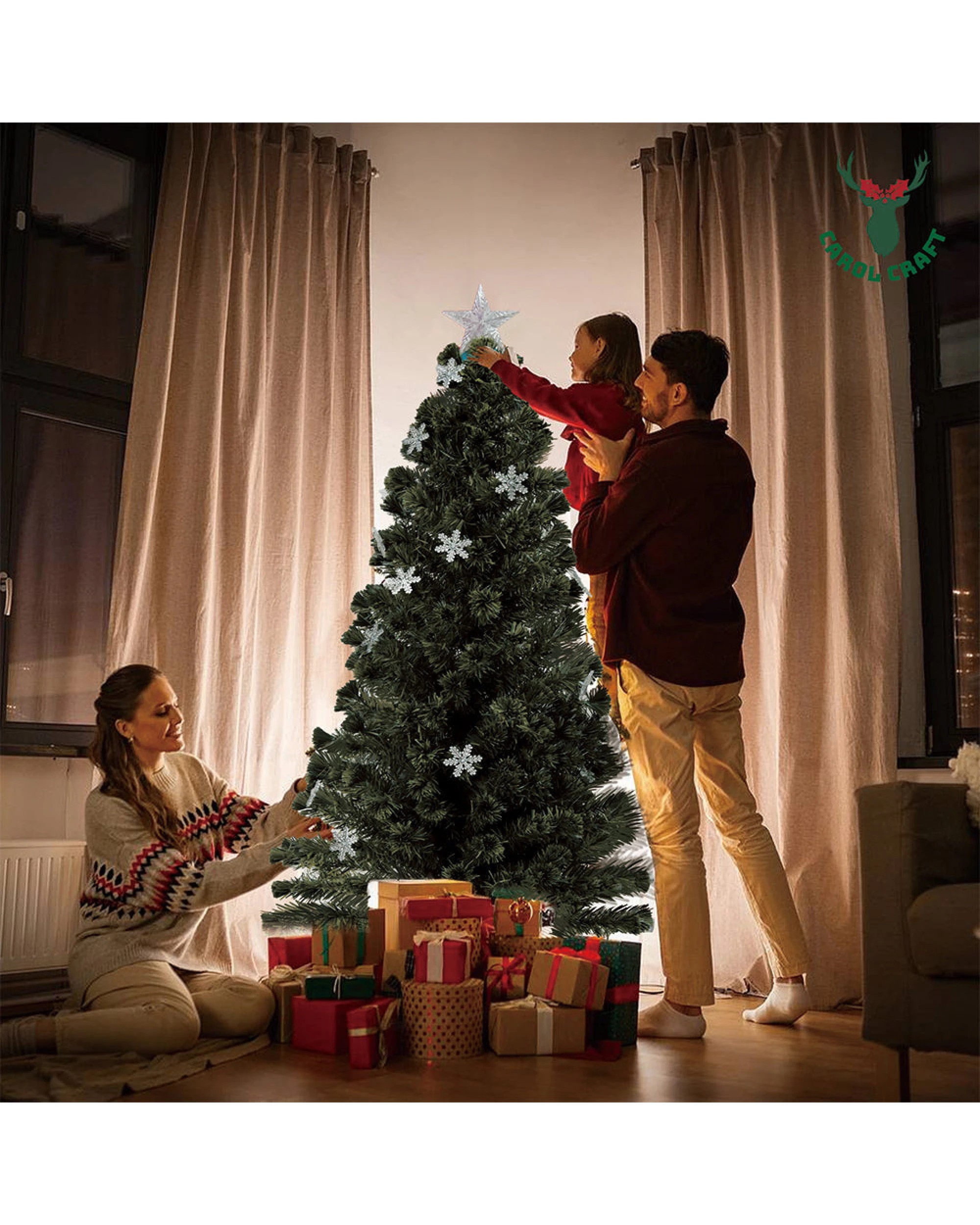 2 BR Home Artificial Christmas Tree with Fibre Optics and LED Lights, 2 of 6